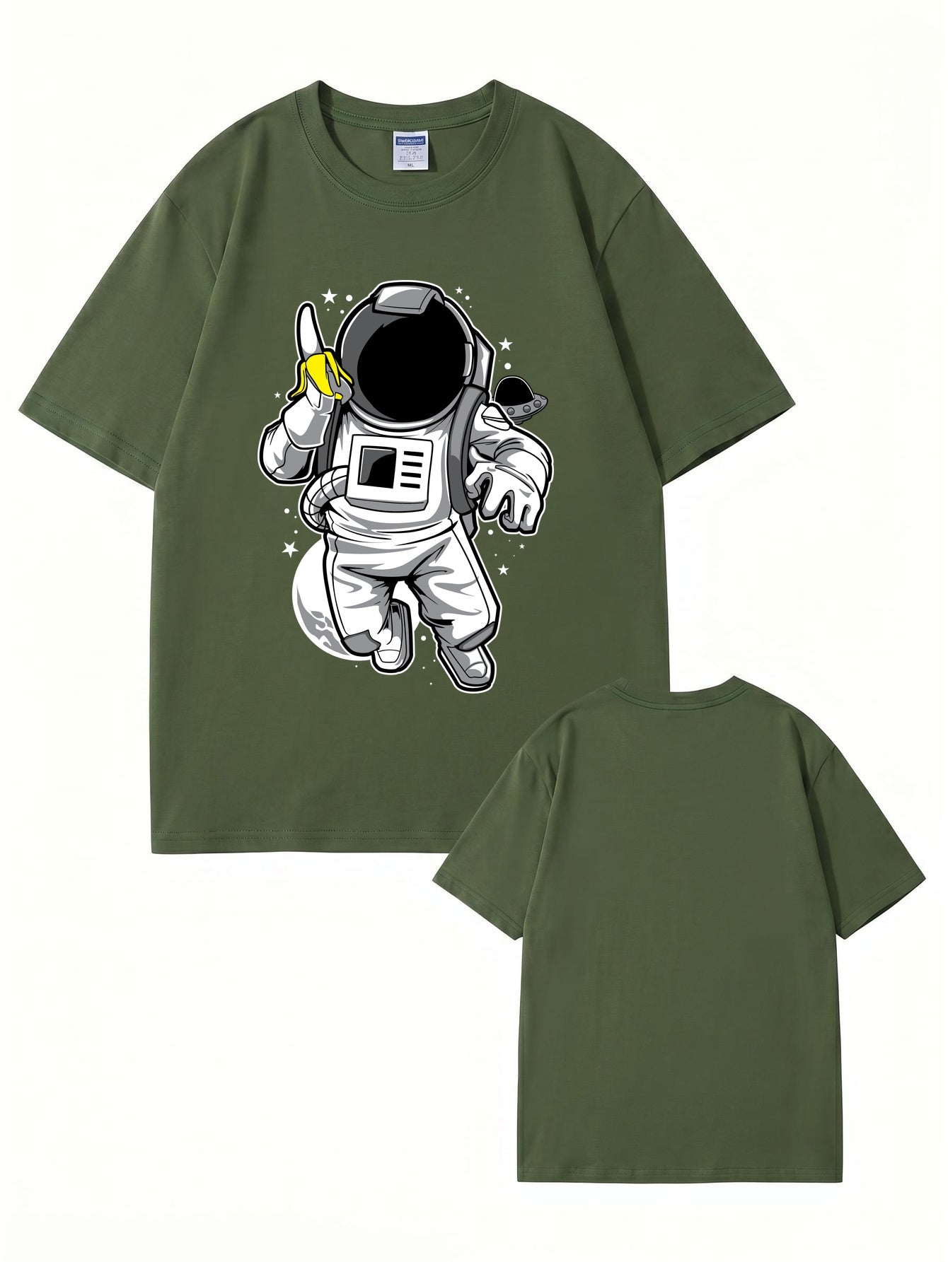 Astronaut Eating Banana Graphic T-Shirt - Cool Space Print Cotton Tee