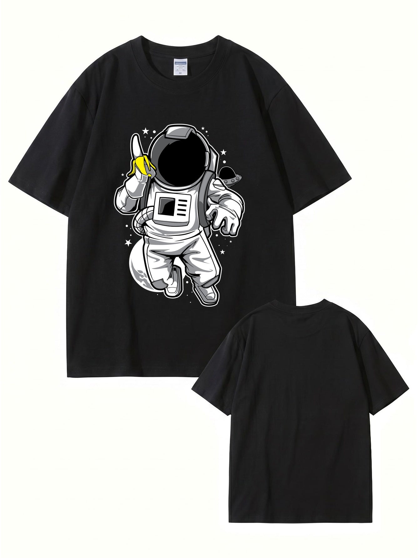 Astronaut Eating Banana Graphic T-Shirt - Cool Space Print Cotton Tee