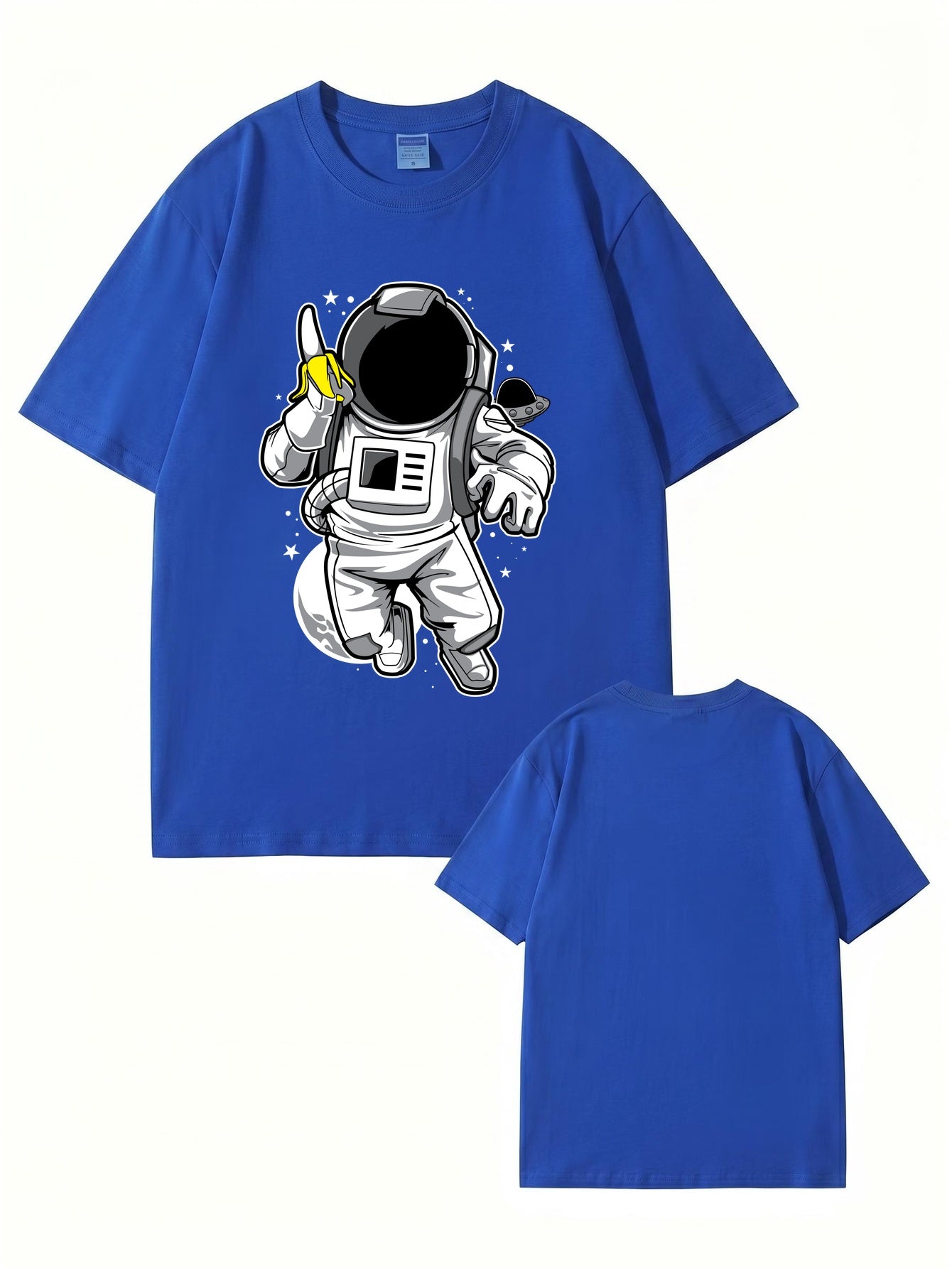 Astronaut Eating Banana Graphic T-Shirt - Cool Space Print Cotton Tee