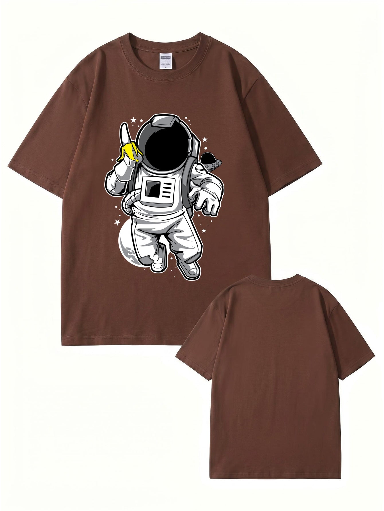 Astronaut Eating Banana Graphic T-Shirt - Cool Space Print Cotton Tee