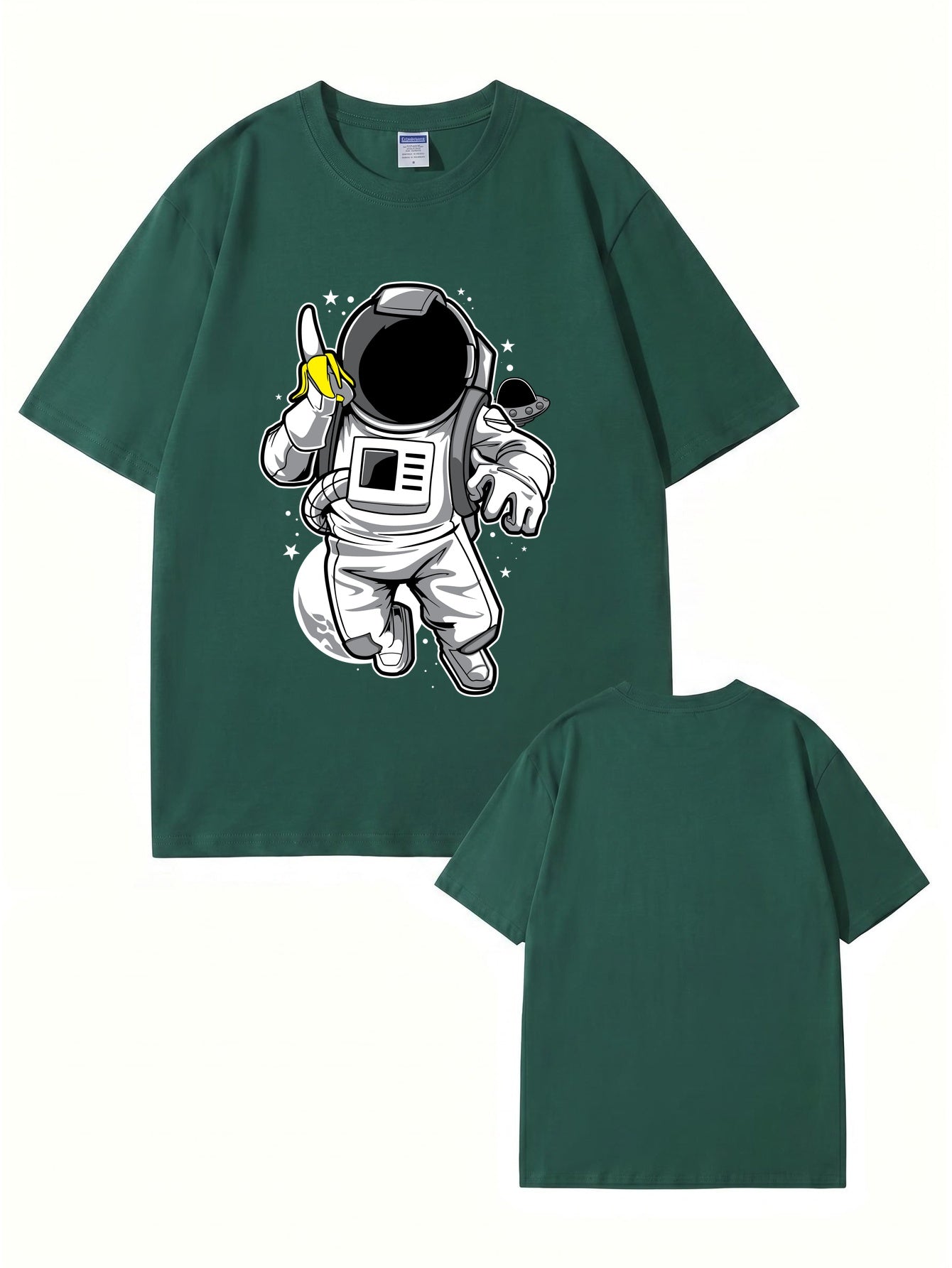 Astronaut Eating Banana Graphic T-Shirt - Cool Space Print Cotton Tee