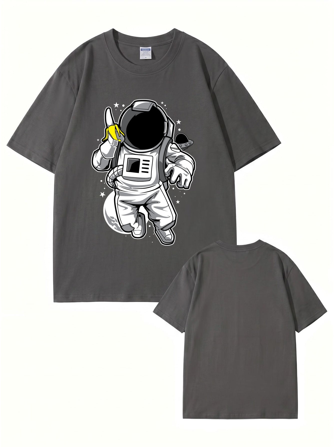 Astronaut Eating Banana Graphic T-Shirt - Cool Space Print Cotton Tee
