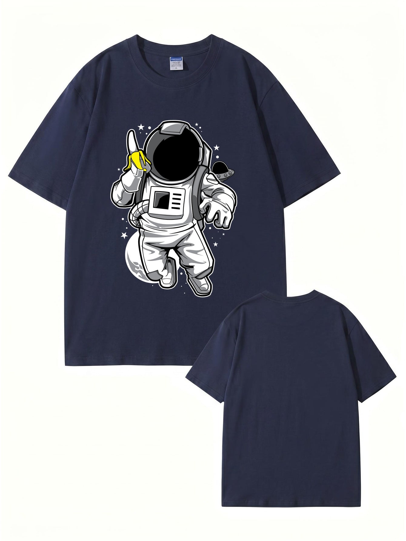 Astronaut Eating Banana Graphic T-Shirt - Cool Space Print Cotton Tee