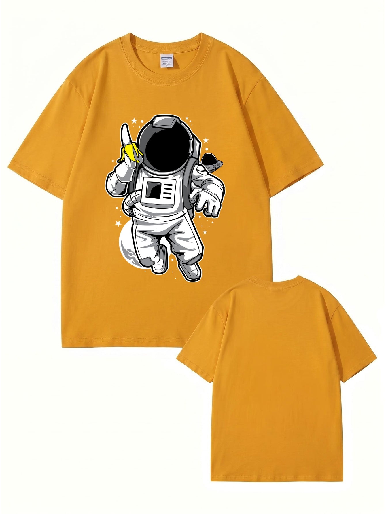 Astronaut Eating Banana Graphic T-Shirt - Cool Space Print Cotton Tee