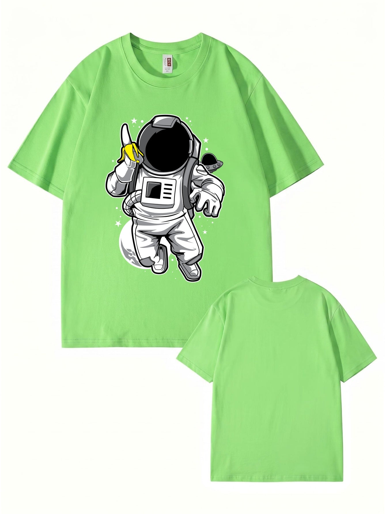 Astronaut Eating Banana Graphic T-Shirt - Cool Space Print Cotton Tee