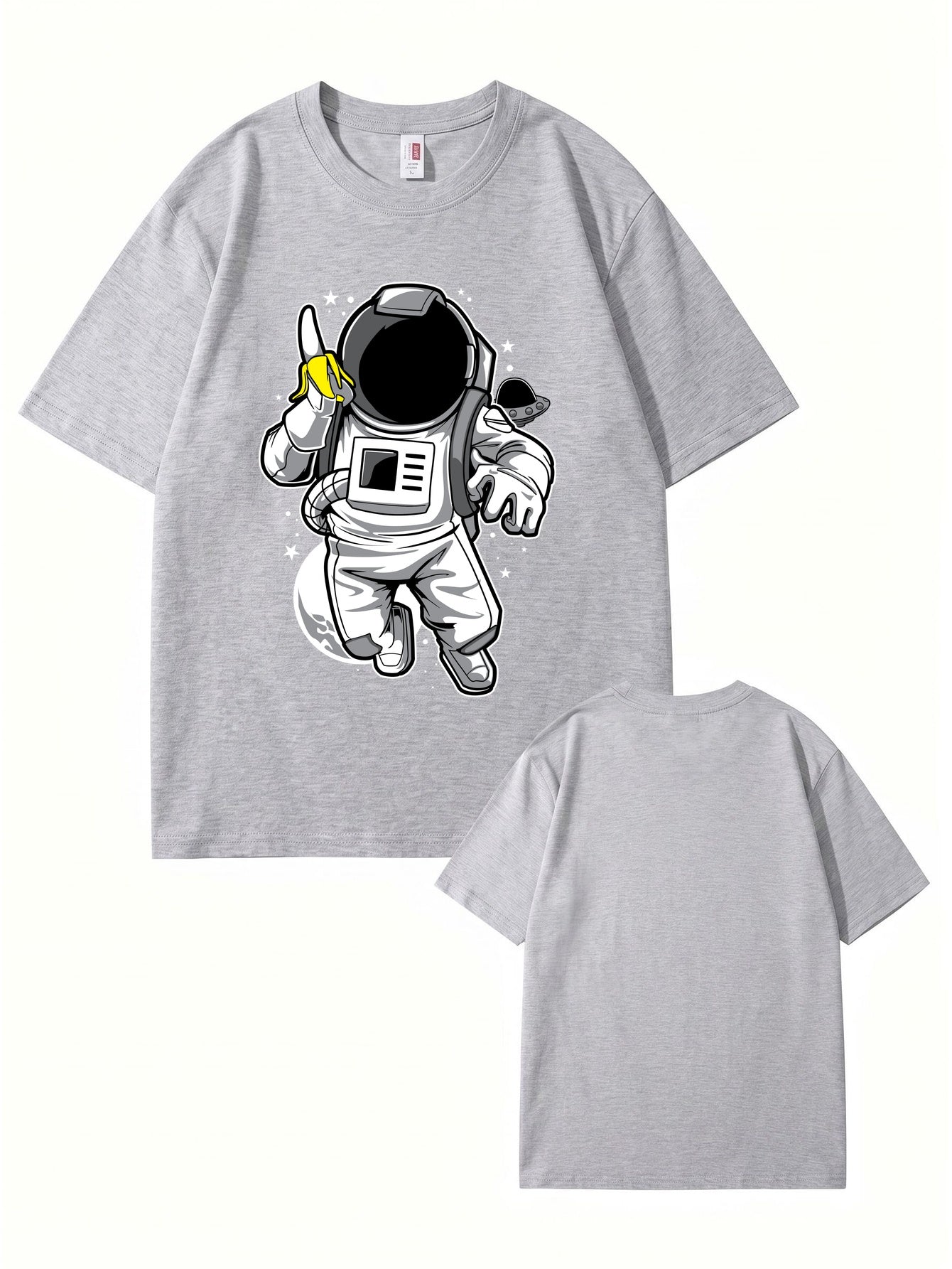 Astronaut Eating Banana Graphic T-Shirt - Cool Space Print Cotton Tee