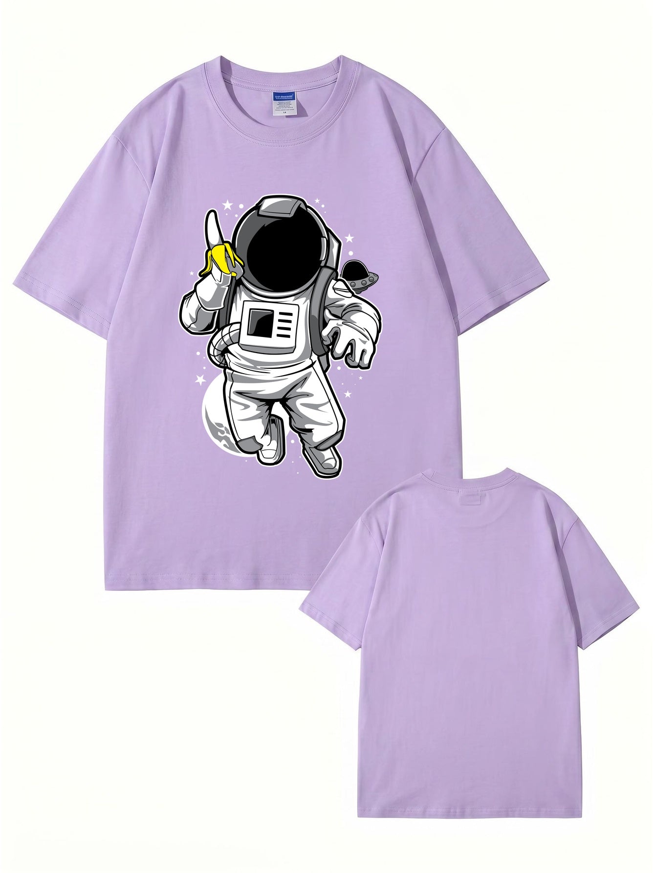 Astronaut Eating Banana Graphic T-Shirt - Cool Space Print Cotton Tee