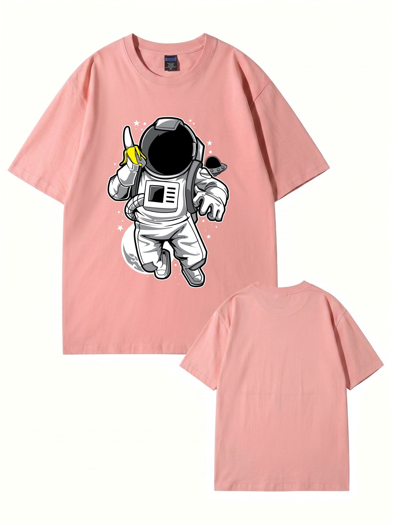Astronaut Eating Banana Graphic T-Shirt - Cool Space Print Cotton Tee