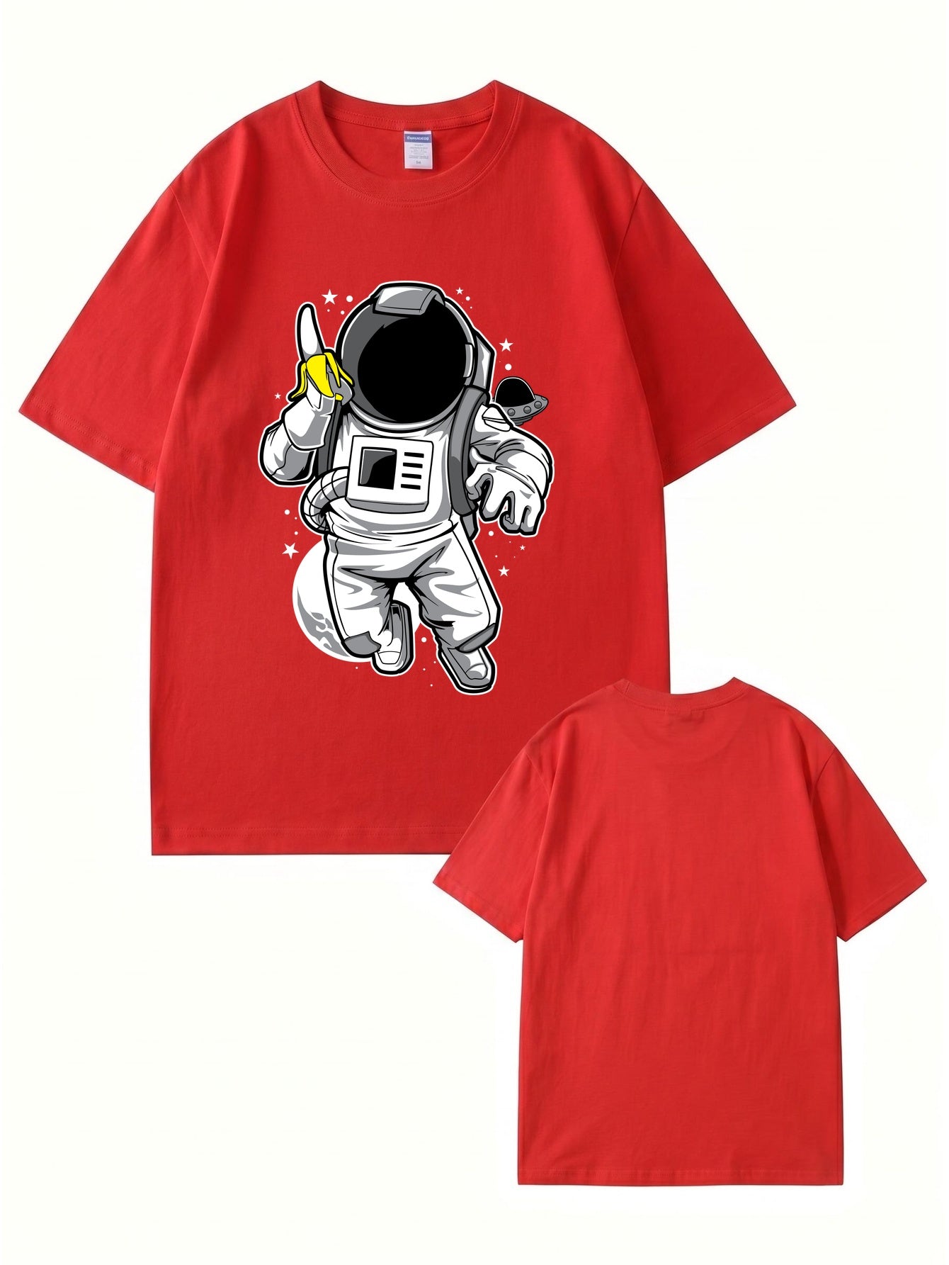 Astronaut Eating Banana Graphic T-Shirt - Cool Space Print Cotton Tee