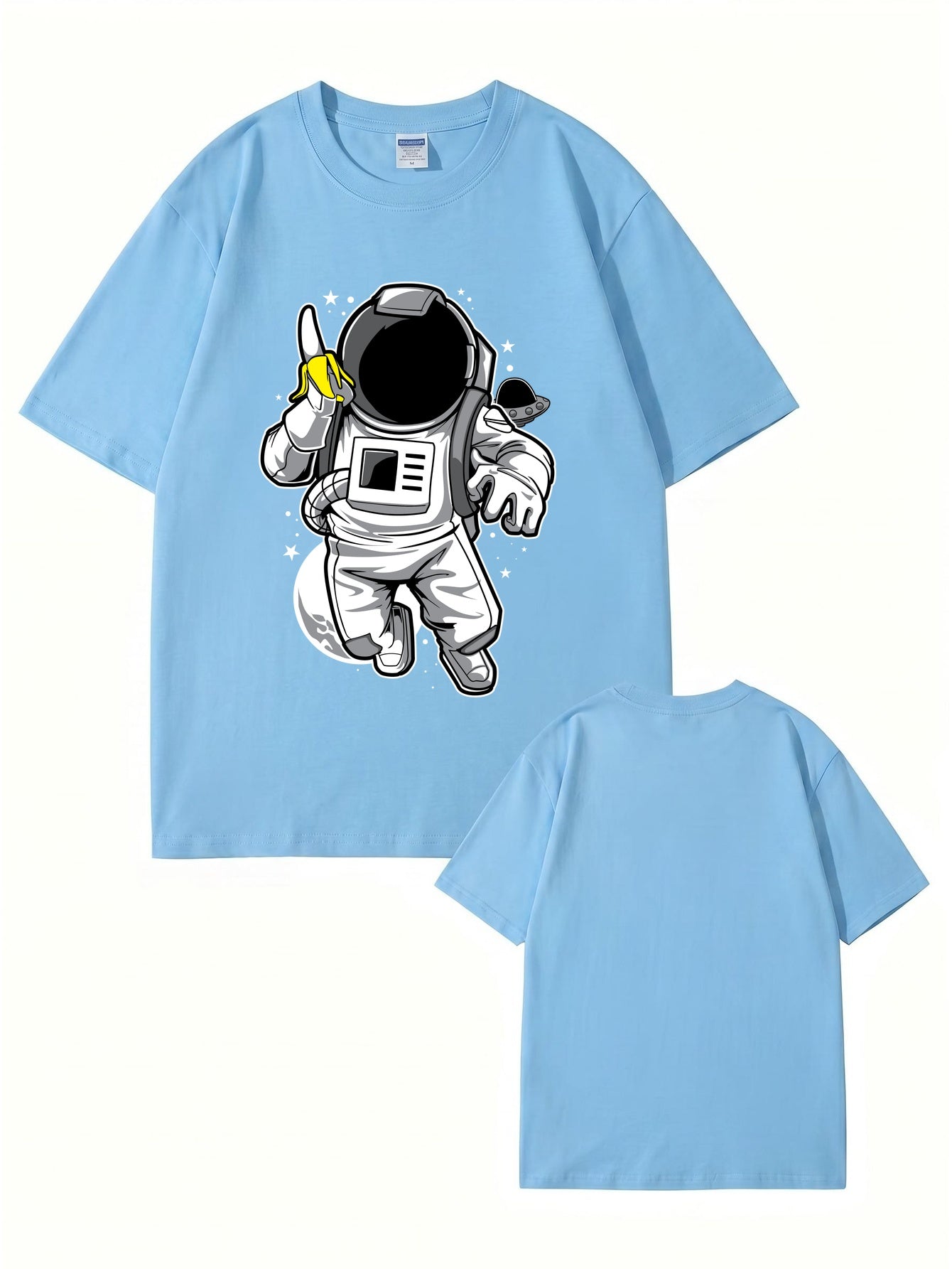 Astronaut Eating Banana Graphic T-Shirt - Cool Space Print Cotton Tee