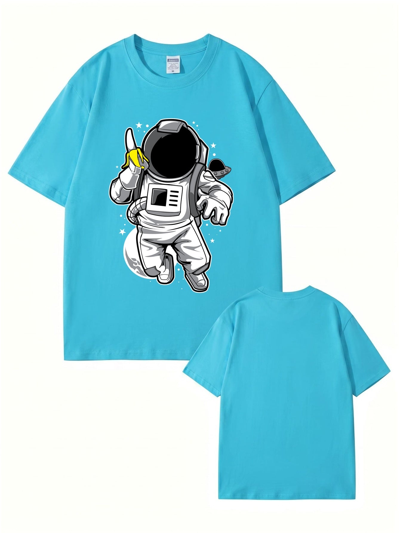 Astronaut Eating Banana Graphic T-Shirt - Cool Space Print Cotton Tee