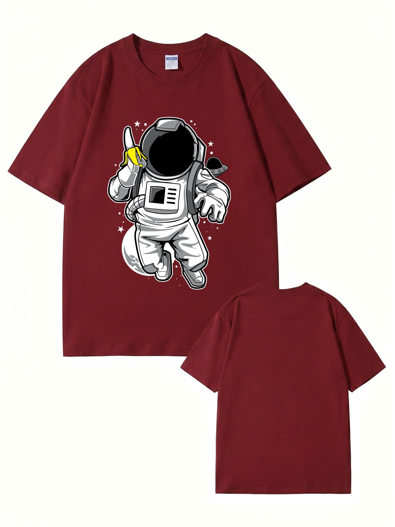 Astronaut Eating Banana Graphic T-Shirt - Cool Space Print Cotton Tee