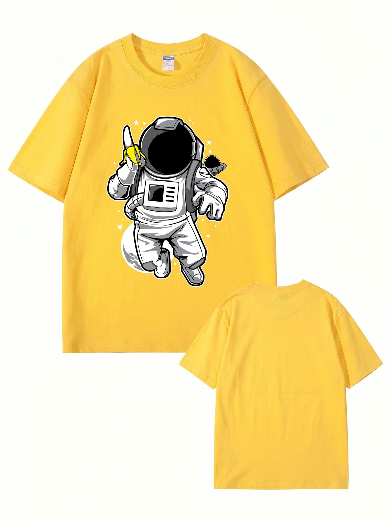 Astronaut Eating Banana Graphic T-Shirt - Cool Space Print Cotton Tee