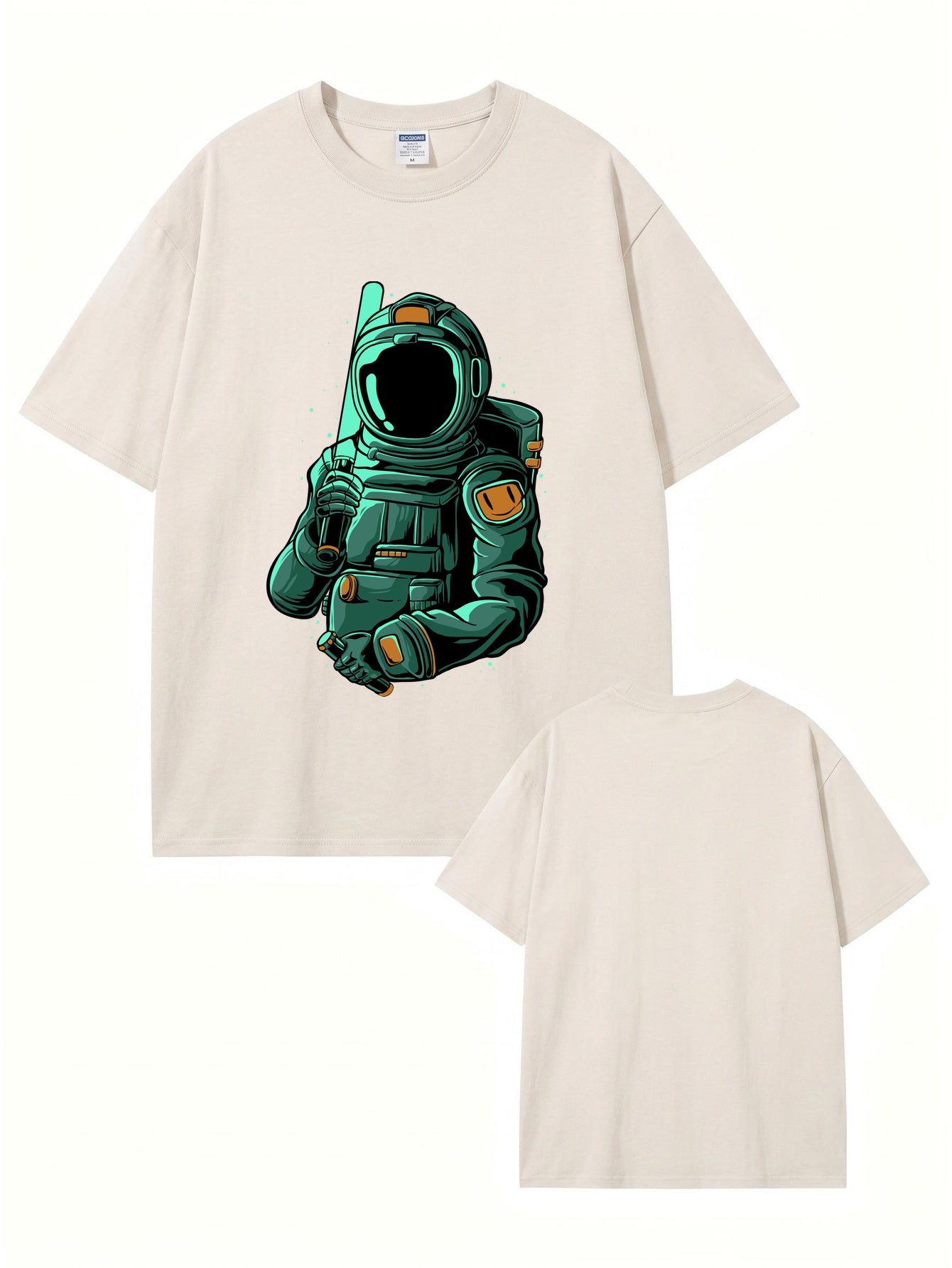 Vintage Washed Astronaut Graphic T-Shirt - Heavyweight Cotton Streetwear