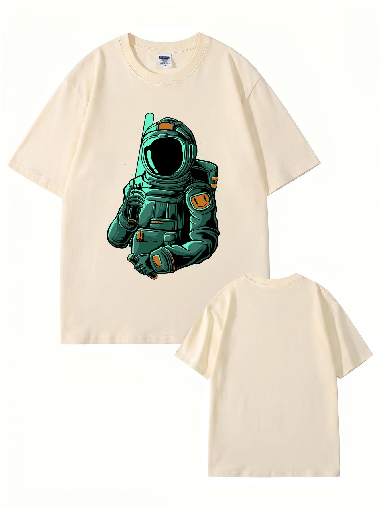 Astronaut Baseball Player Graphic T-Shirt - Premium 200gsm Cotton Tee