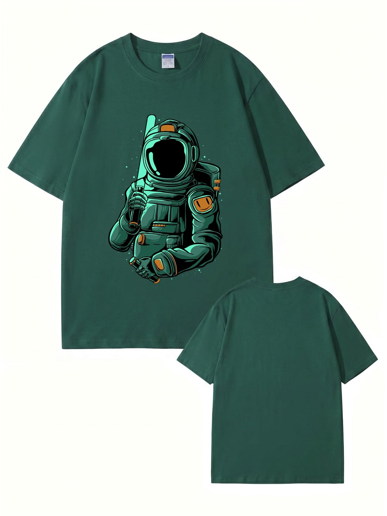 Astronaut Baseball Player Graphic T-Shirt - Premium 200gsm Cotton Tee