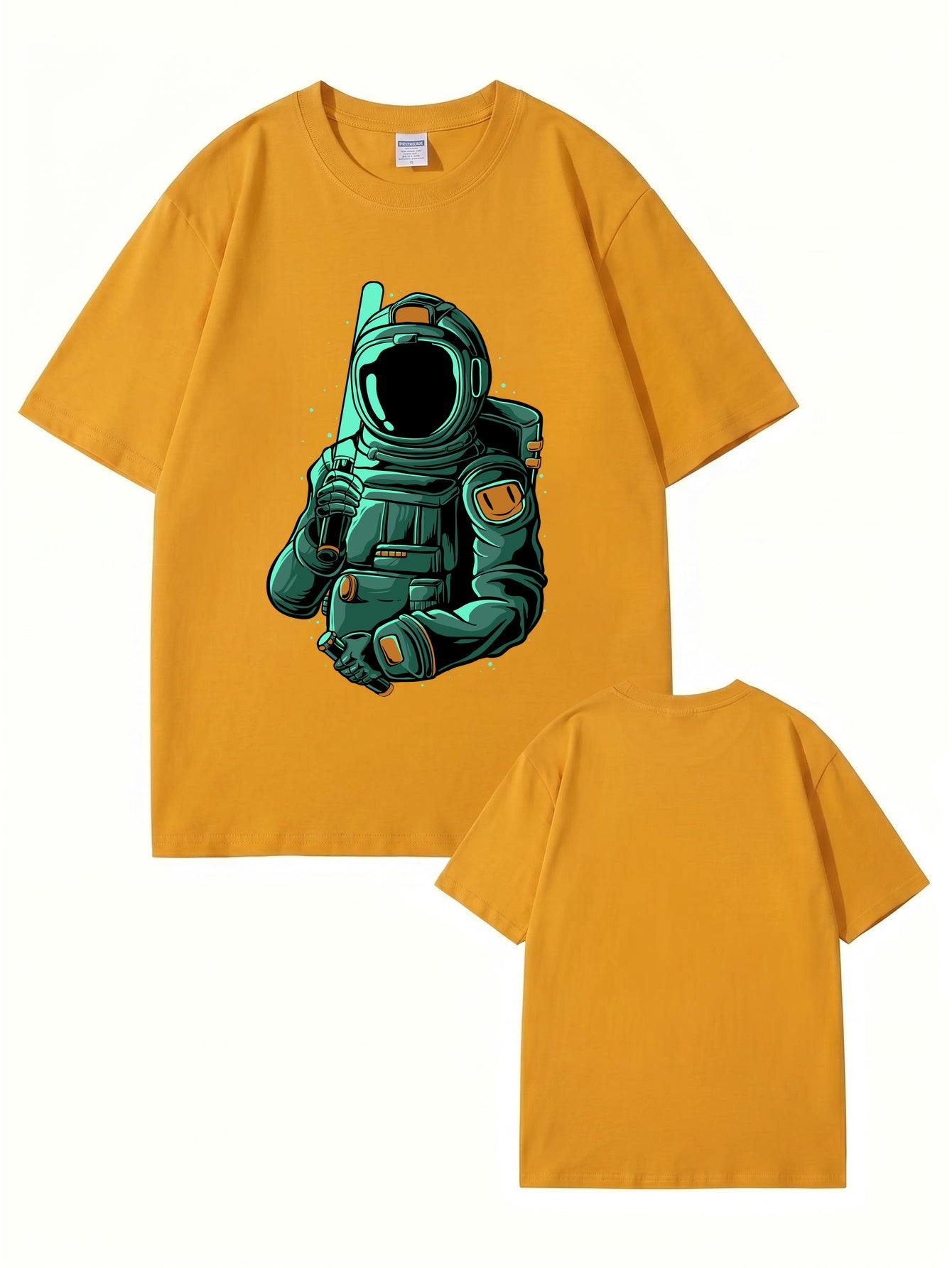 Astronaut Baseball Player Graphic T-Shirt - Premium 200gsm Cotton Tee