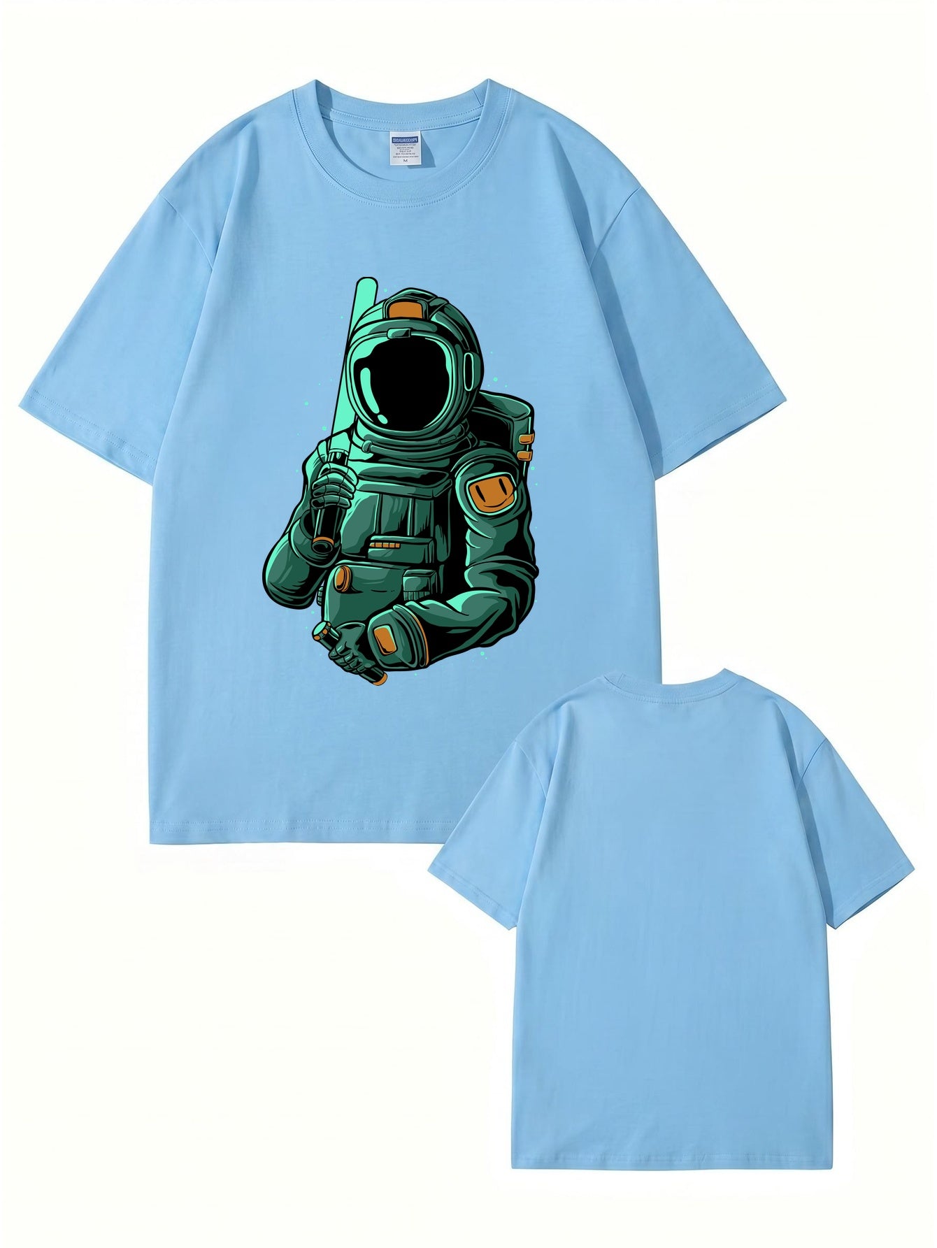 Astronaut Baseball Player Graphic T-Shirt - Premium 200gsm Cotton Tee