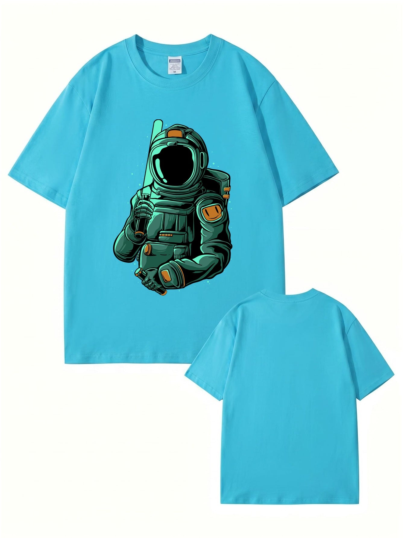 Astronaut Baseball Player Graphic T-Shirt - Premium 200gsm Cotton Tee