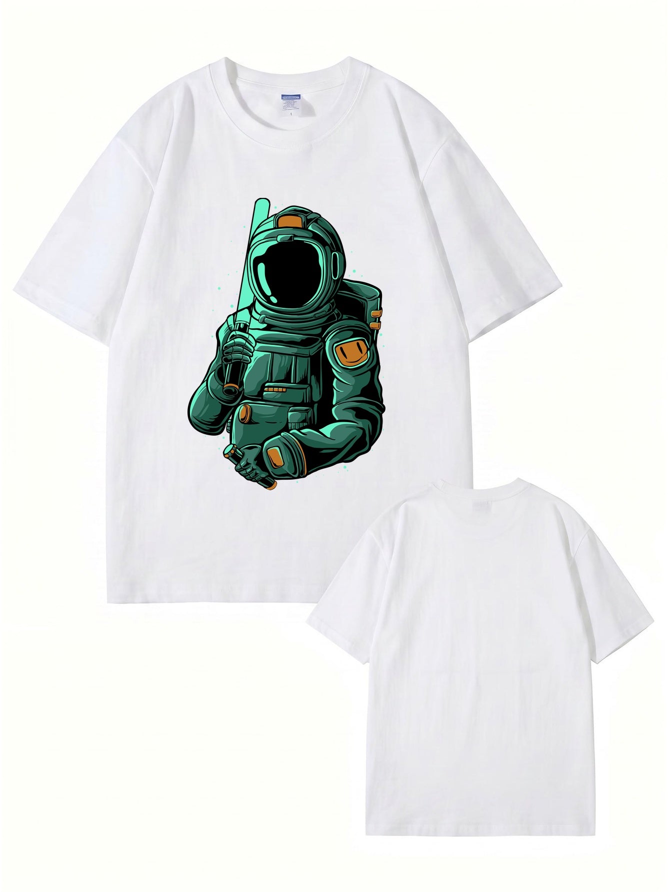 Astronaut Baseball Player Graphic T-Shirt - Premium 200gsm Cotton Tee