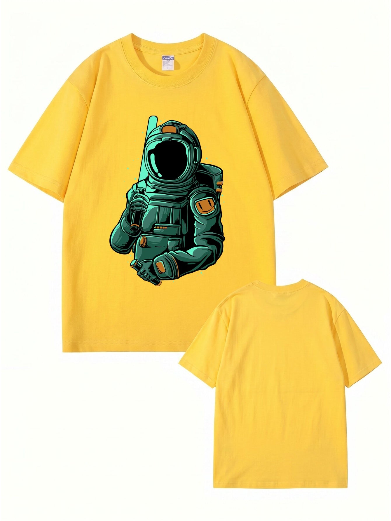 Astronaut Baseball Player Graphic T-Shirt - Premium 200gsm Cotton Tee