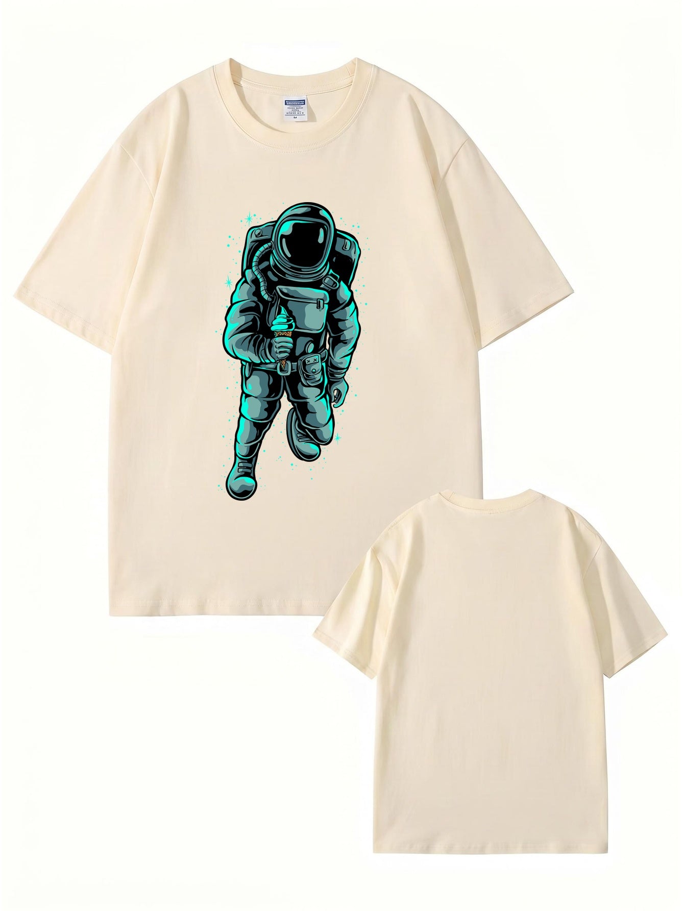 Astronaut Eating Ice Cream Graphic T-Shirt - Premium Cotton Streetwear Tee