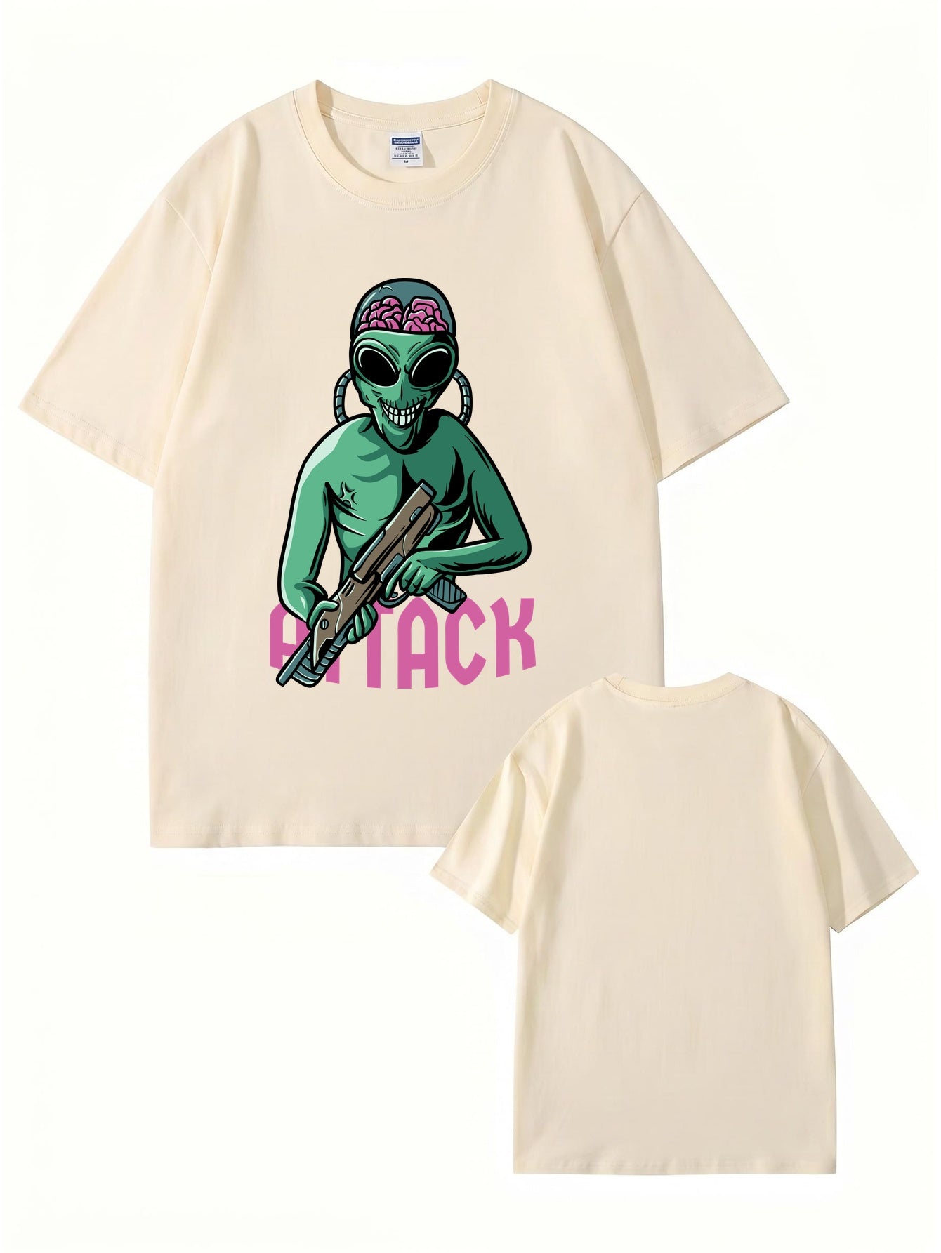 Alien Attack Graphic Print T-Shirt - Sci-Fi Unisex Cotton Tee