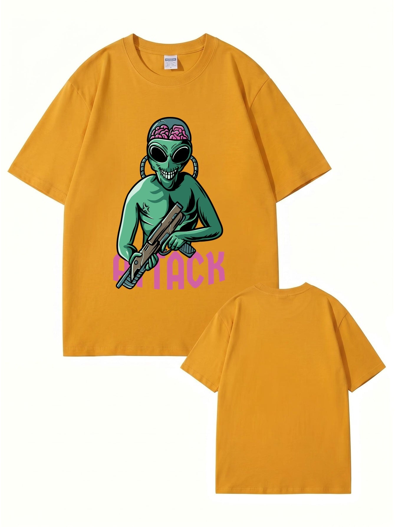 Alien Attack Graphic Print T-Shirt - Sci-Fi Unisex Cotton Tee