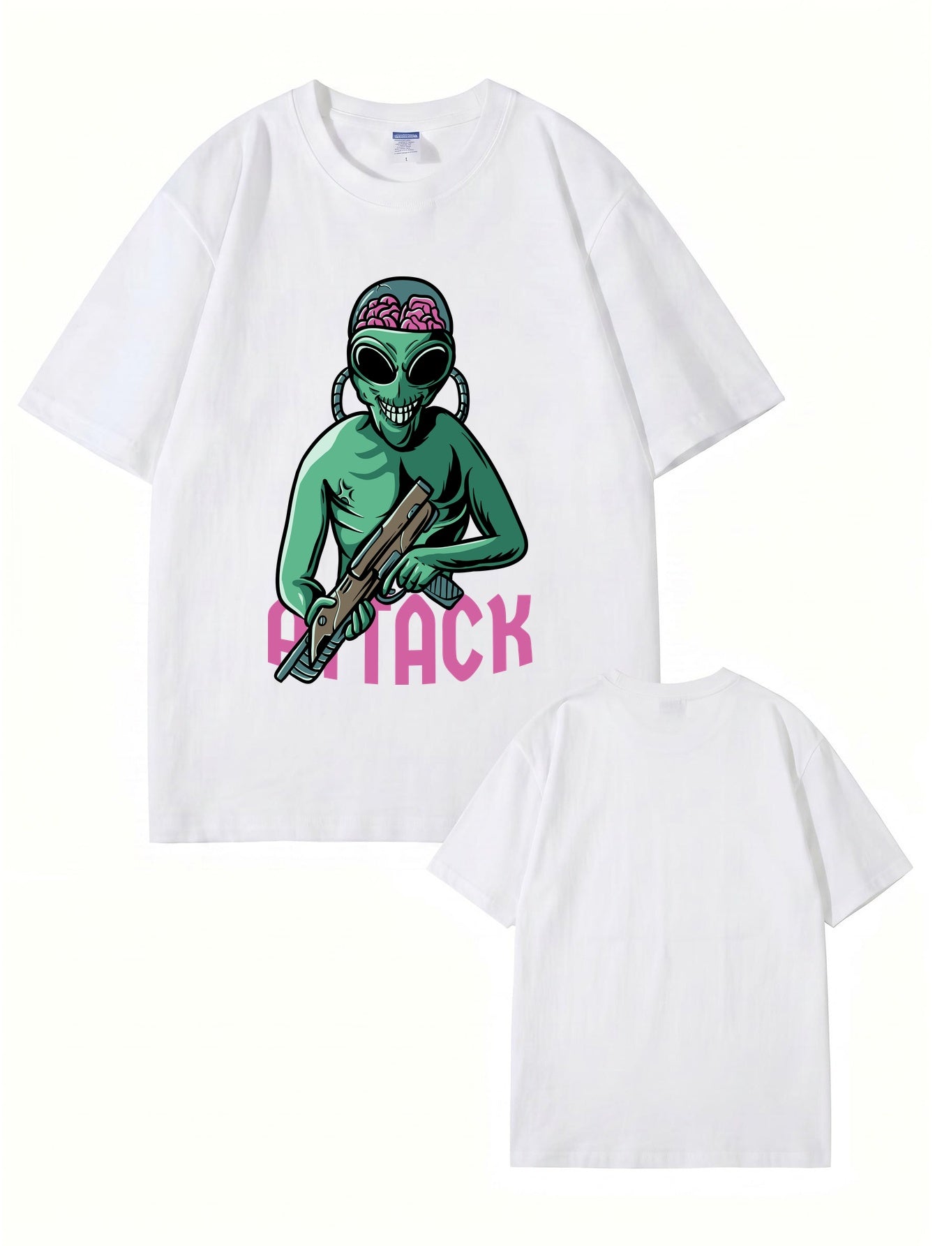 Alien Attack Graphic Print T-Shirt - Sci-Fi Unisex Cotton Tee