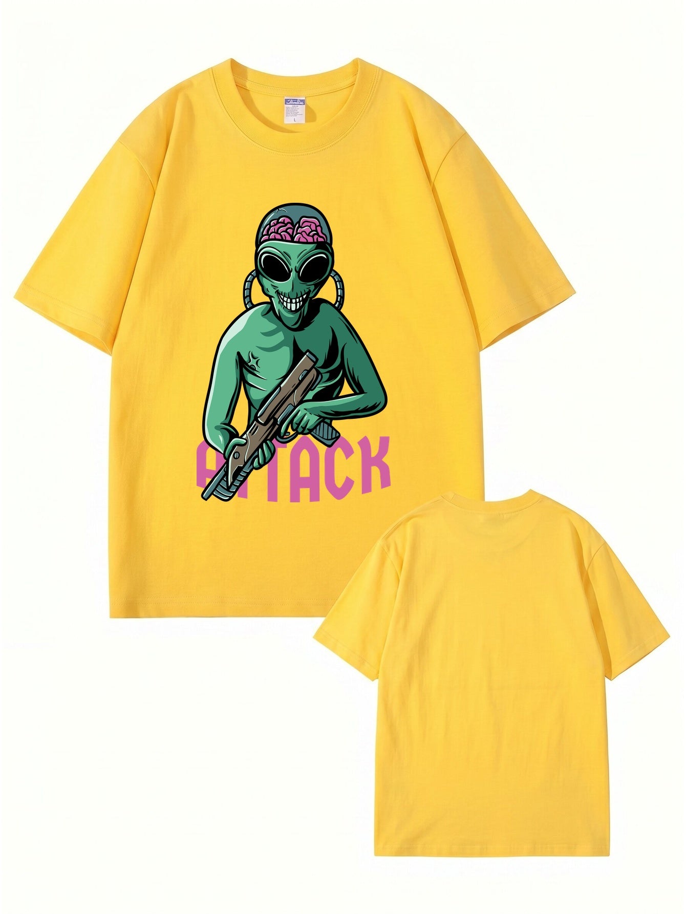 Alien Attack Graphic Print T-Shirt - Sci-Fi Unisex Cotton Tee