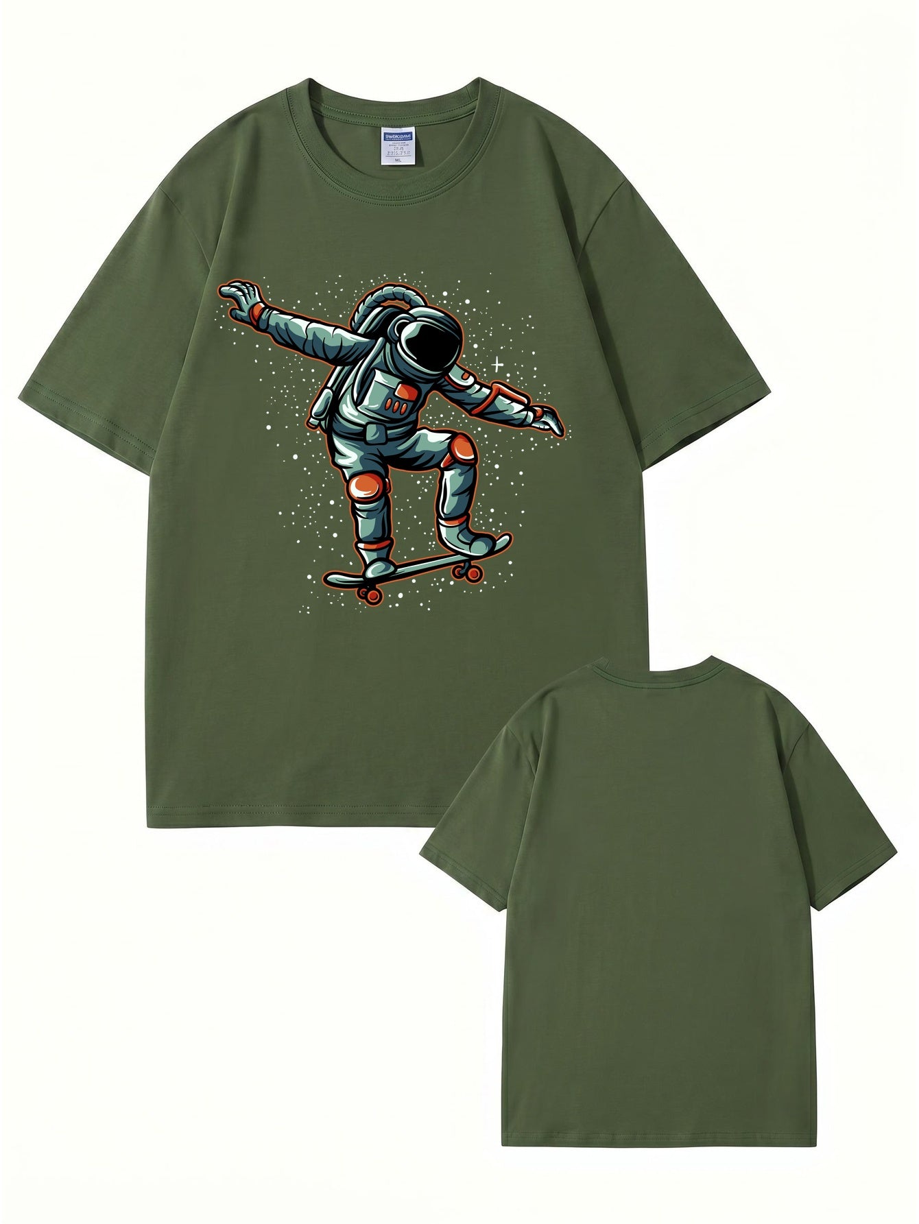 Astronaut Skateboarder Graphic Print T-Shirt - Premium 200gsm Cotton Tee