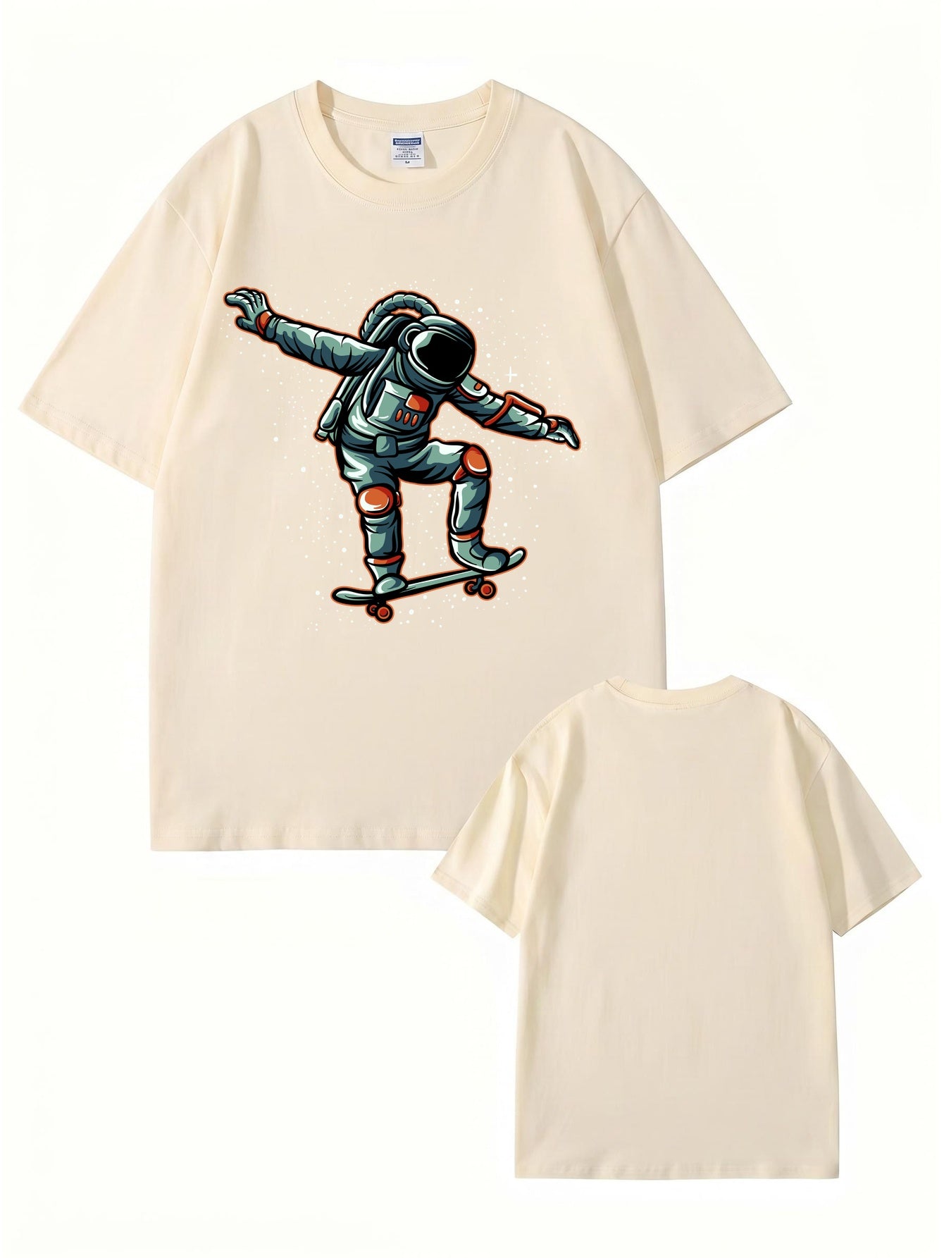 Astronaut Skateboarder Graphic Print T-Shirt - Premium 200gsm Cotton Tee