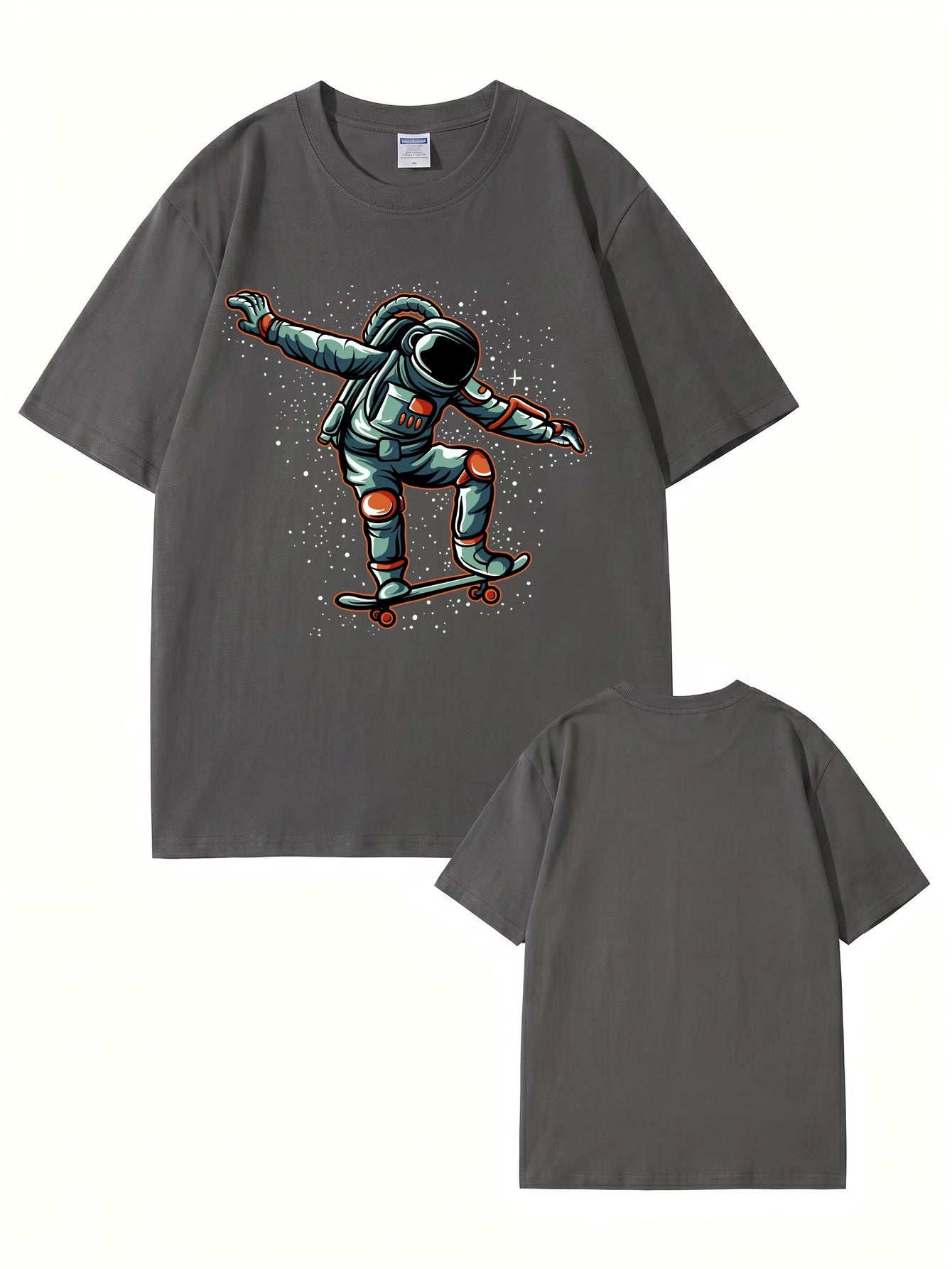 Astronaut Skateboarder Graphic Print T-Shirt - Premium 200gsm Cotton Tee
