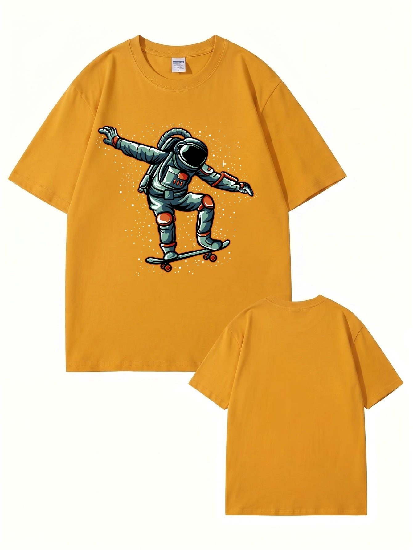 Astronaut Skateboarder Graphic Print T-Shirt - Premium 200gsm Cotton Tee