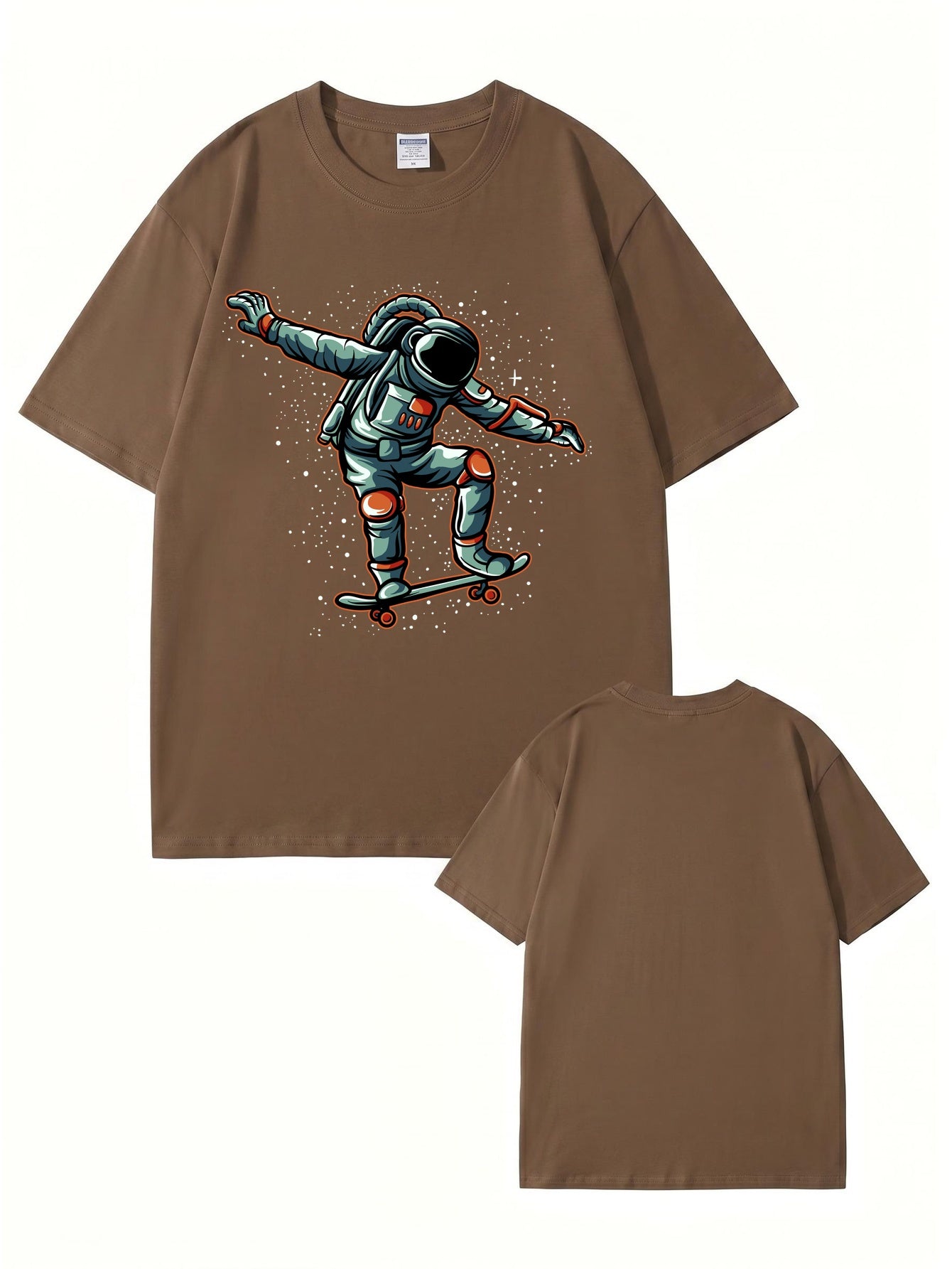 Astronaut Skateboarder Graphic Print T-Shirt - Premium 200gsm Cotton Tee
