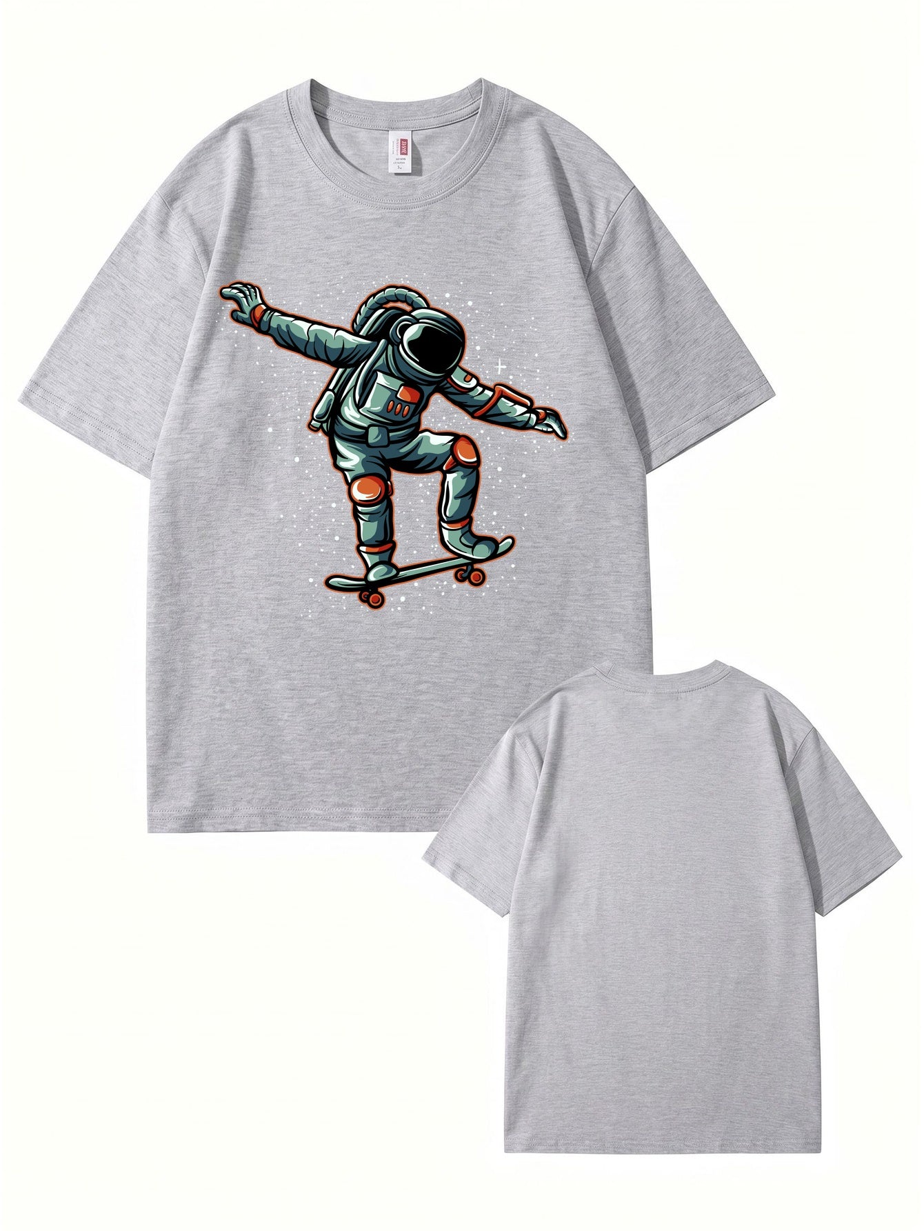Astronaut Skateboarder Graphic Print T-Shirt - Premium 200gsm Cotton Tee