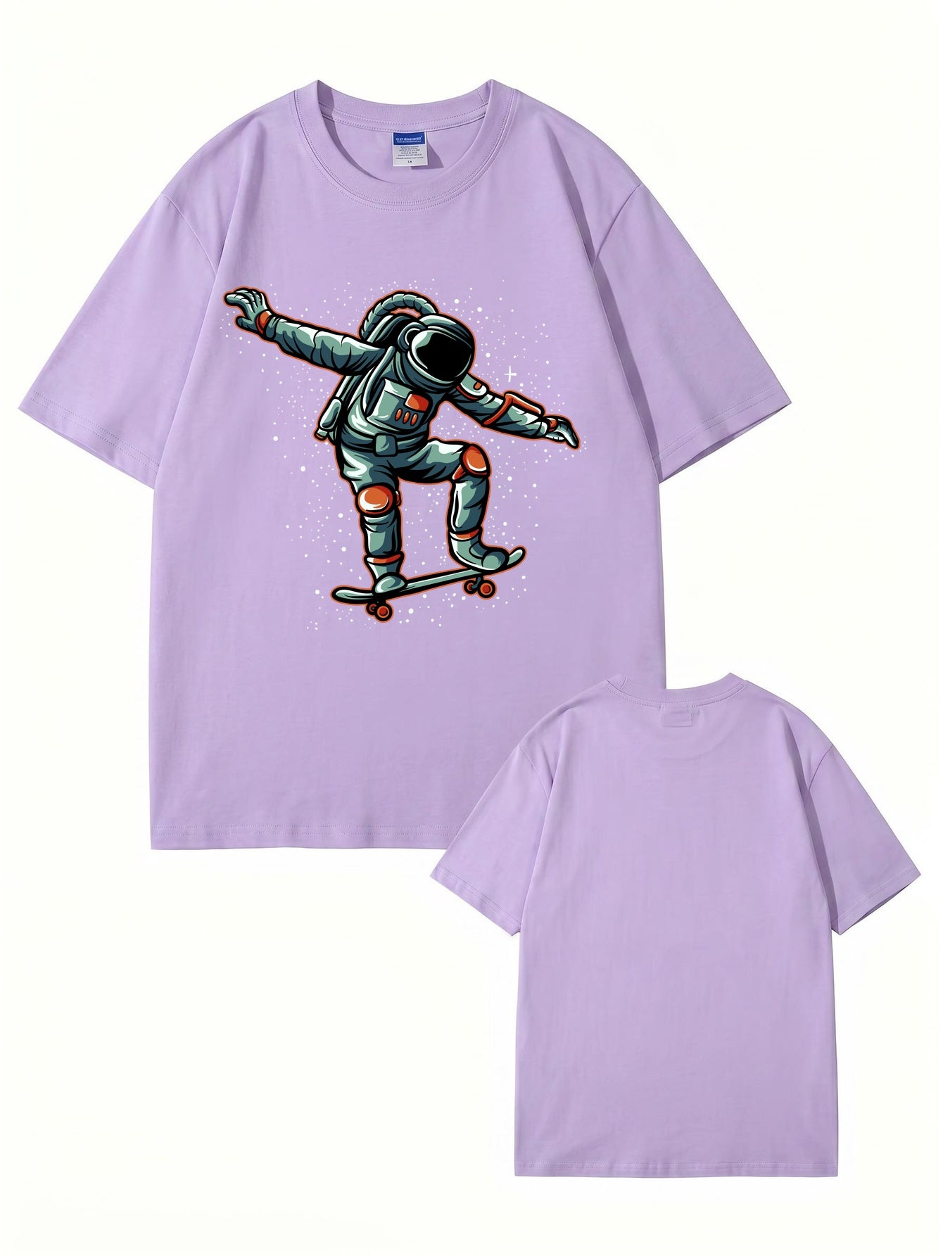 Astronaut Skateboarder Graphic Print T-Shirt - Premium 200gsm Cotton Tee