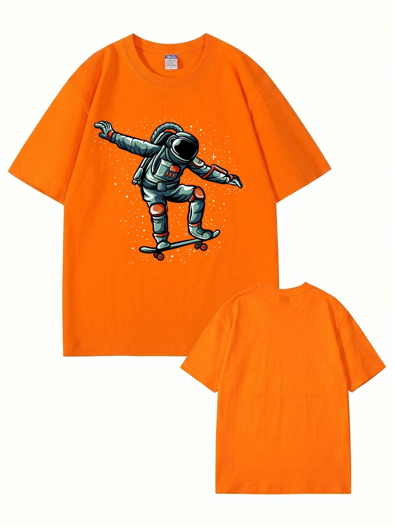 Astronaut Skateboarder Graphic Print T-Shirt - Premium 200gsm Cotton Tee