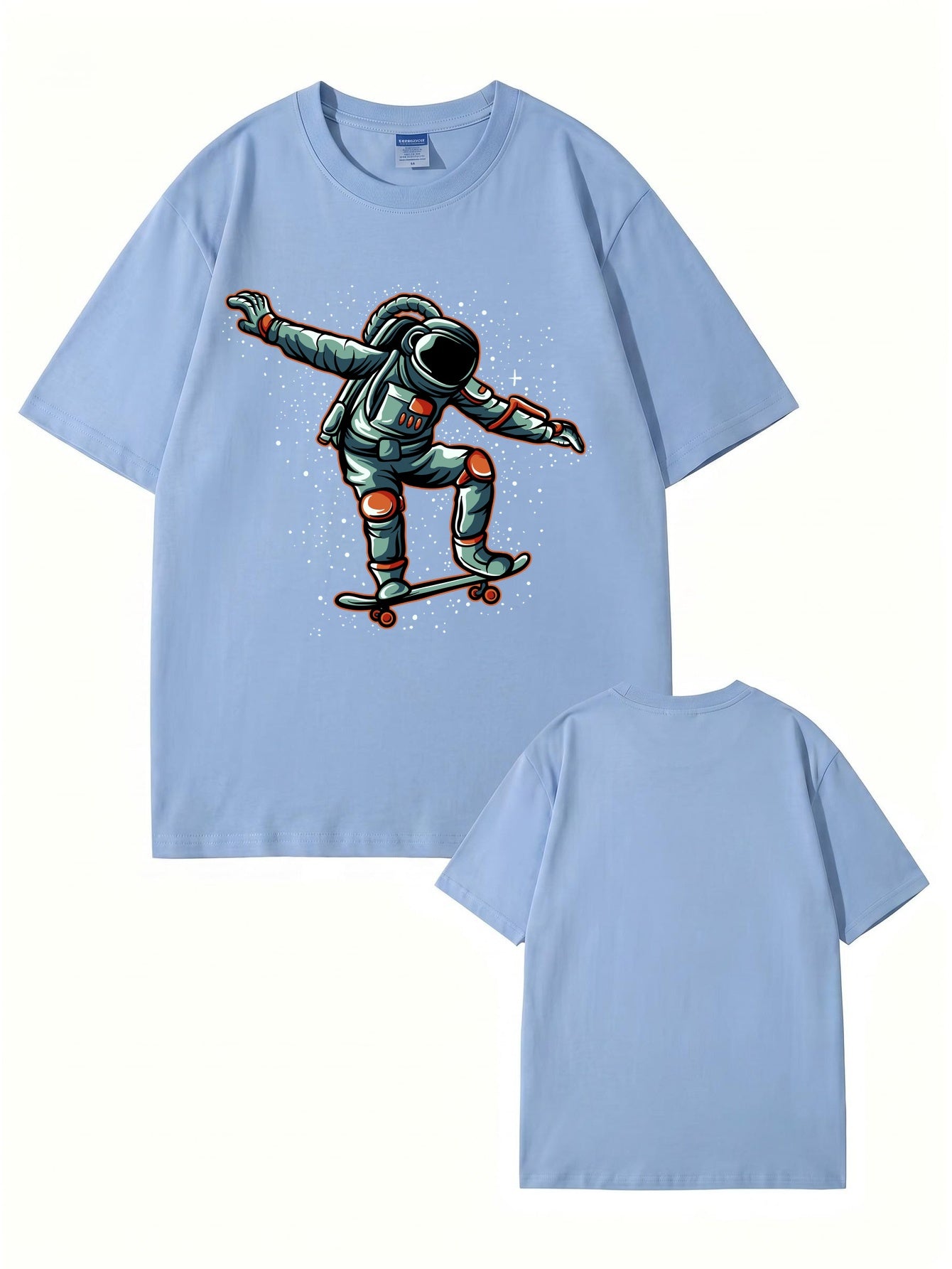 Astronaut Skateboarder Graphic Print T-Shirt - Premium 200gsm Cotton Tee