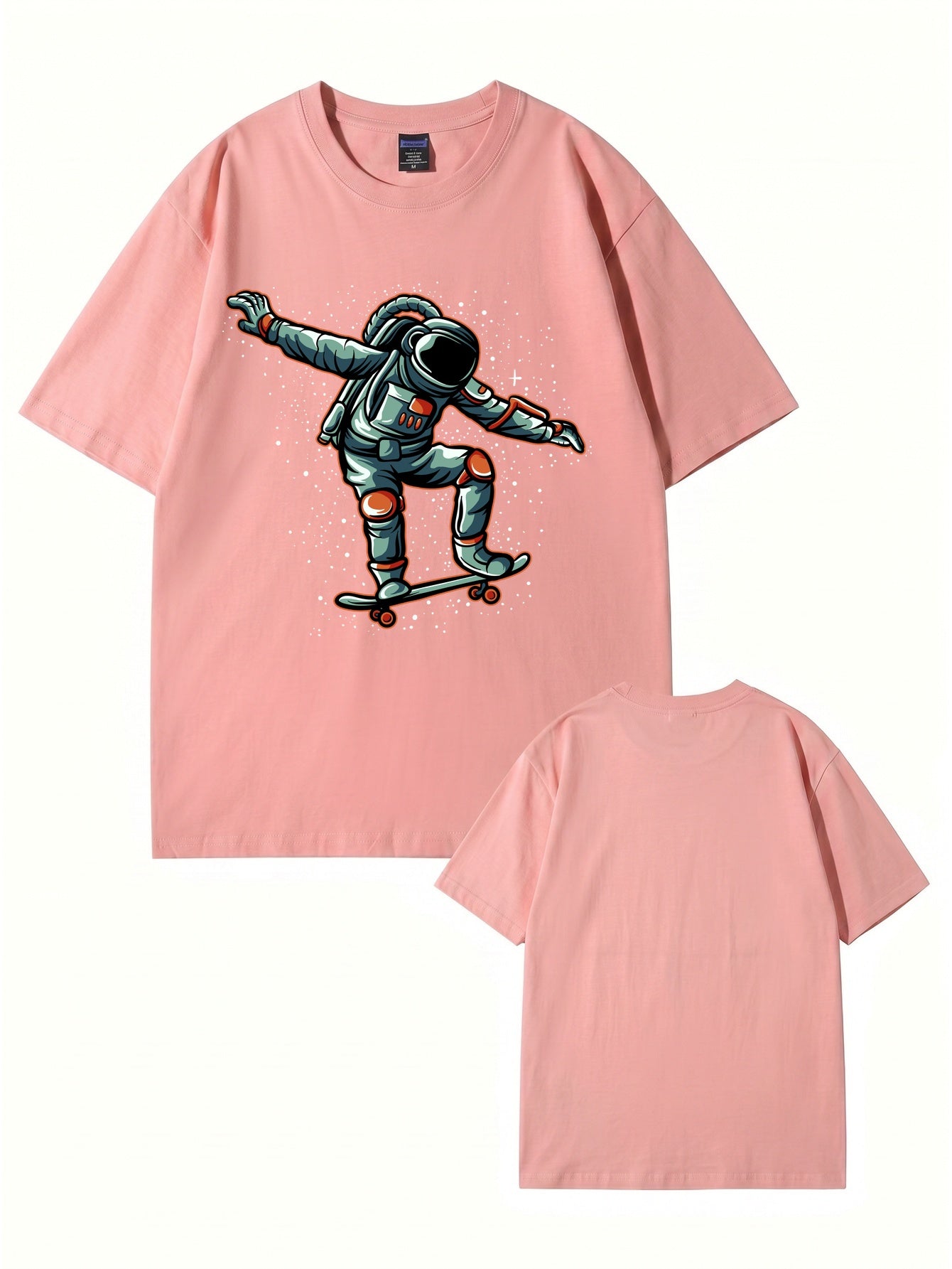 Astronaut Skateboarder Graphic Print T-Shirt - Premium 200gsm Cotton Tee