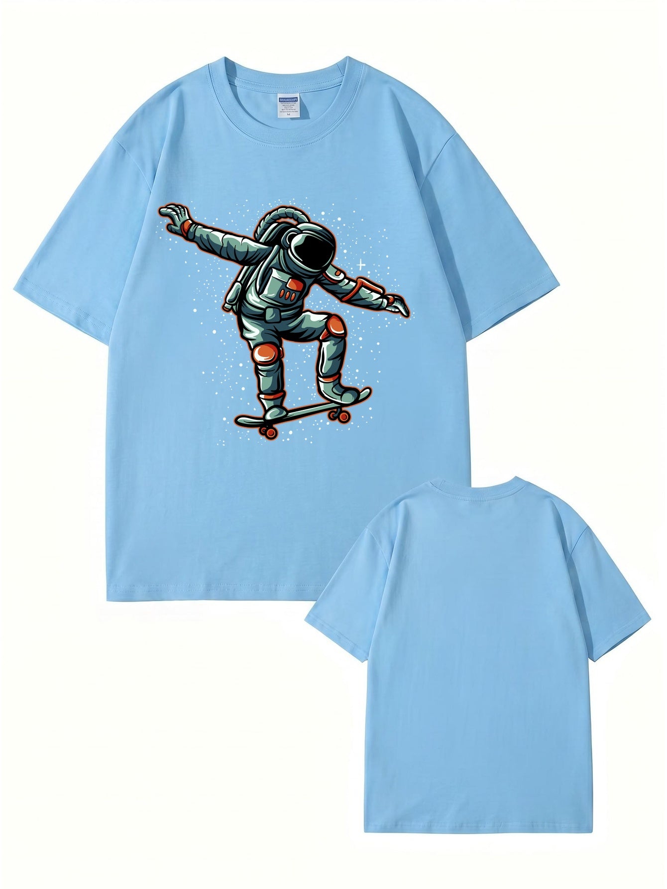 Astronaut Skateboarder Graphic Print T-Shirt - Premium 200gsm Cotton Tee