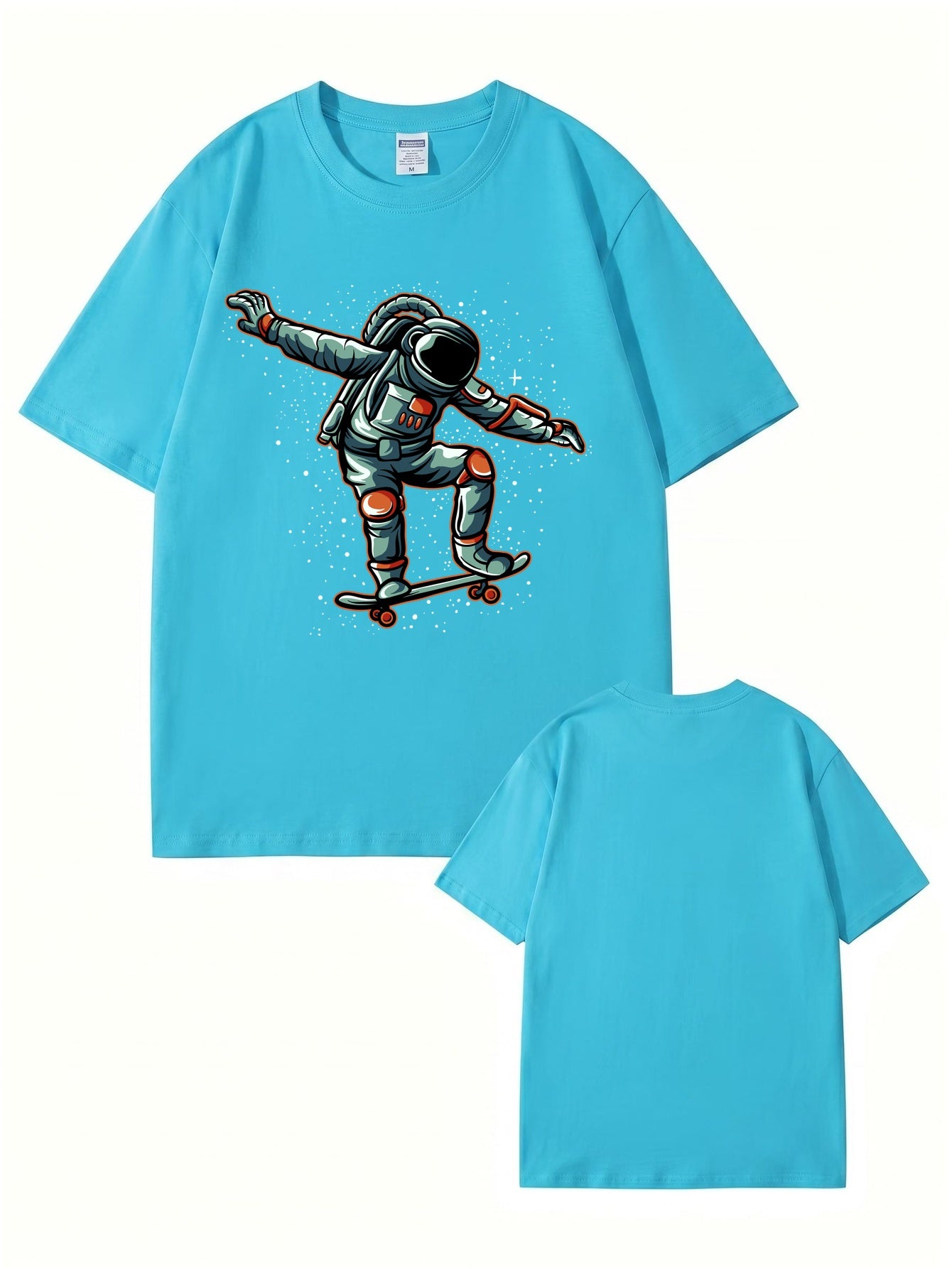 Astronaut Skateboarder Graphic Print T-Shirt - Premium 200gsm Cotton Tee