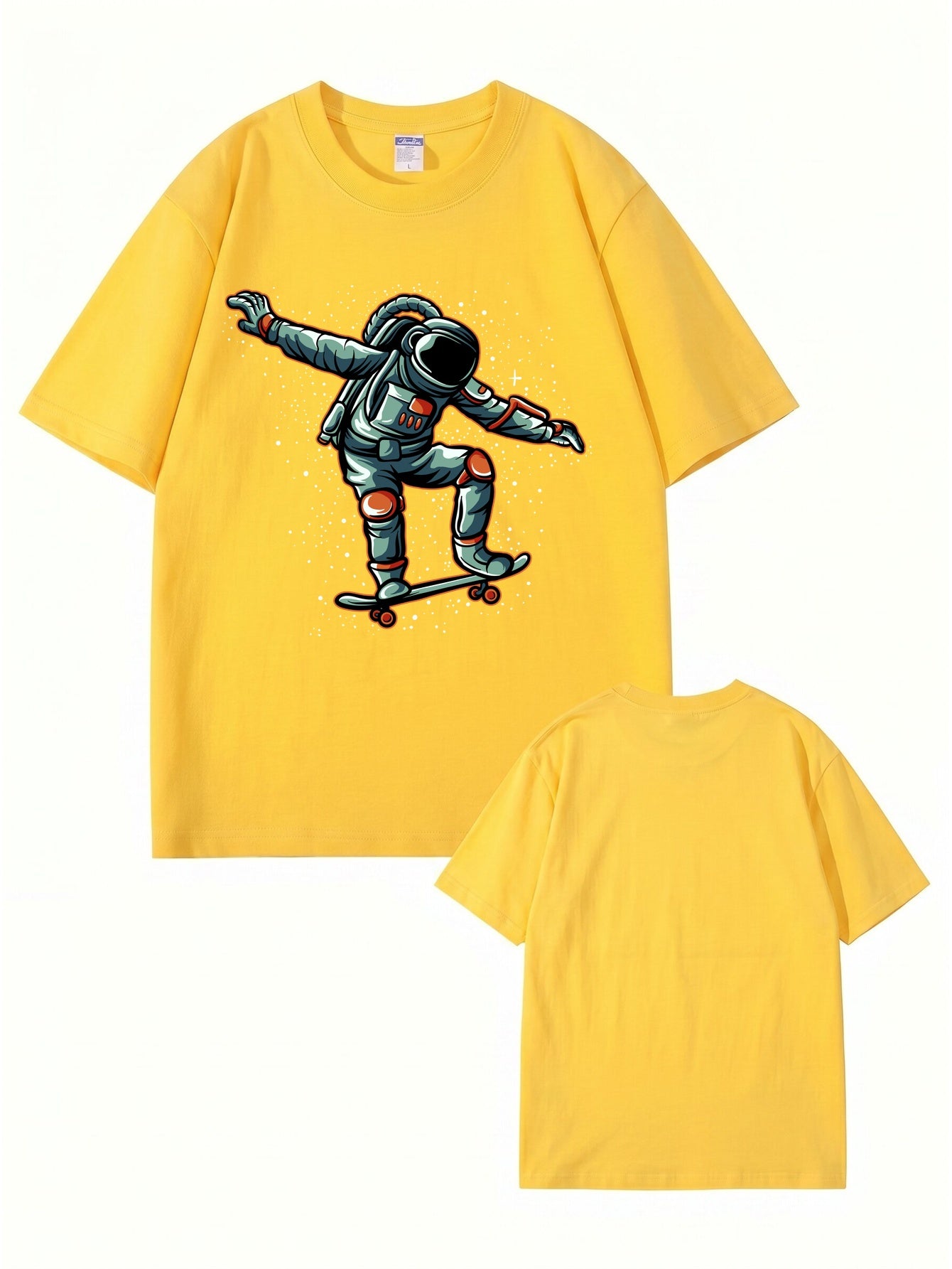 Astronaut Skateboarder Graphic Print T-Shirt - Premium 200gsm Cotton Tee