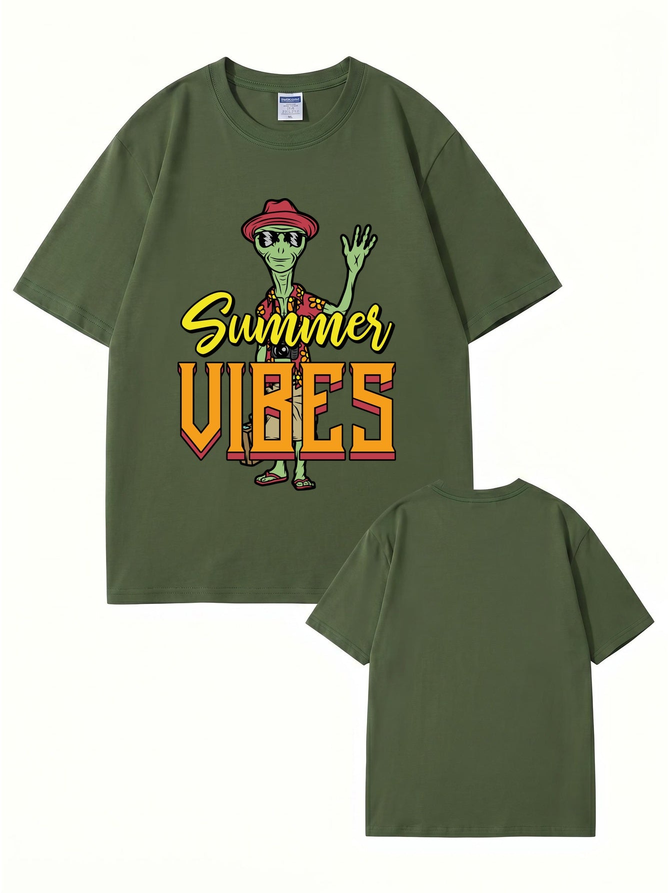 Summer Vibes Alien Graphic Print T-Shirt 200gsm Cotton