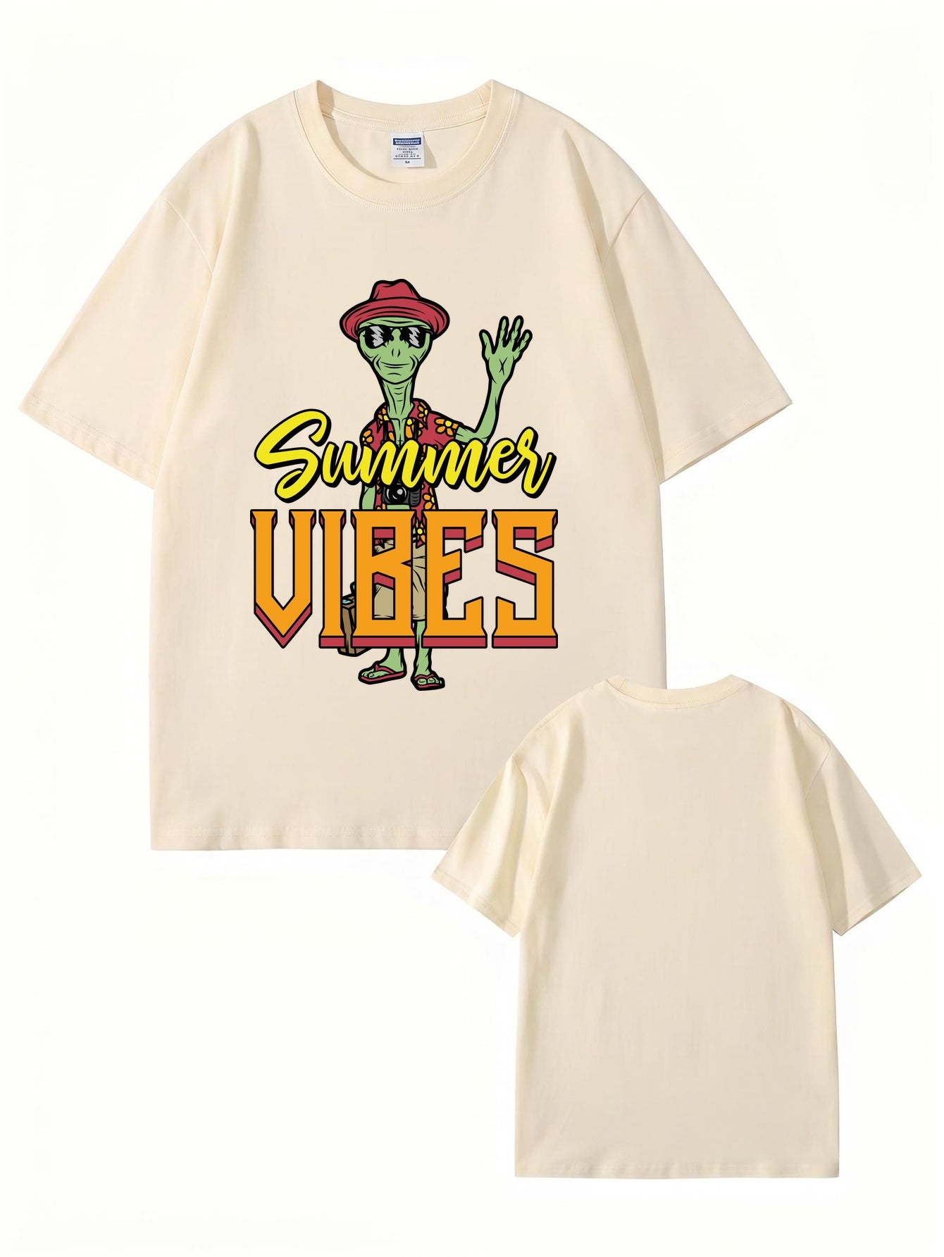 Summer Vibes Alien Graphic Print T-Shirt 200gsm Cotton