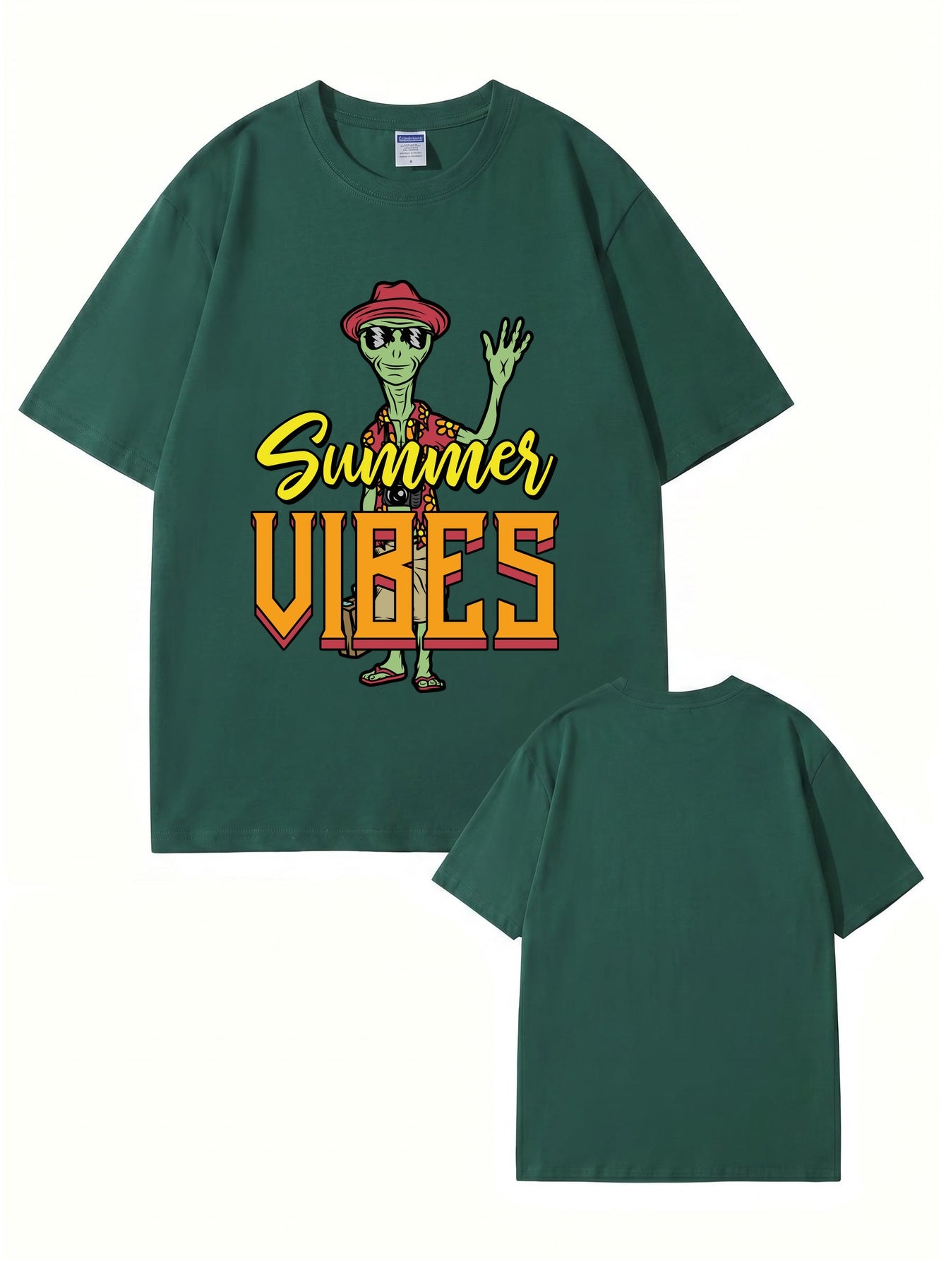 Summer Vibes Alien Graphic Print T-Shirt 200gsm Cotton