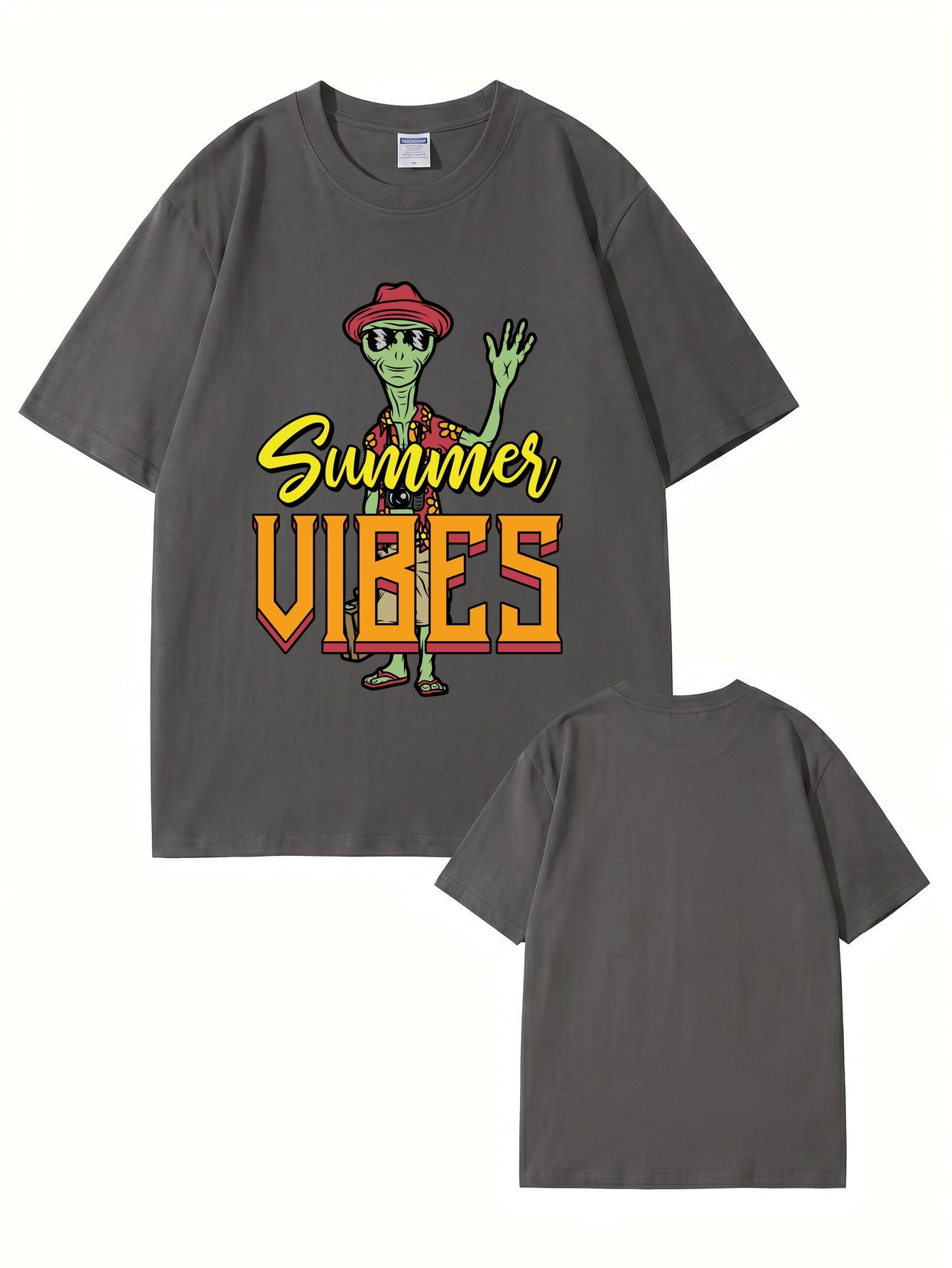 Summer Vibes Alien Graphic Print T-Shirt 200gsm Cotton