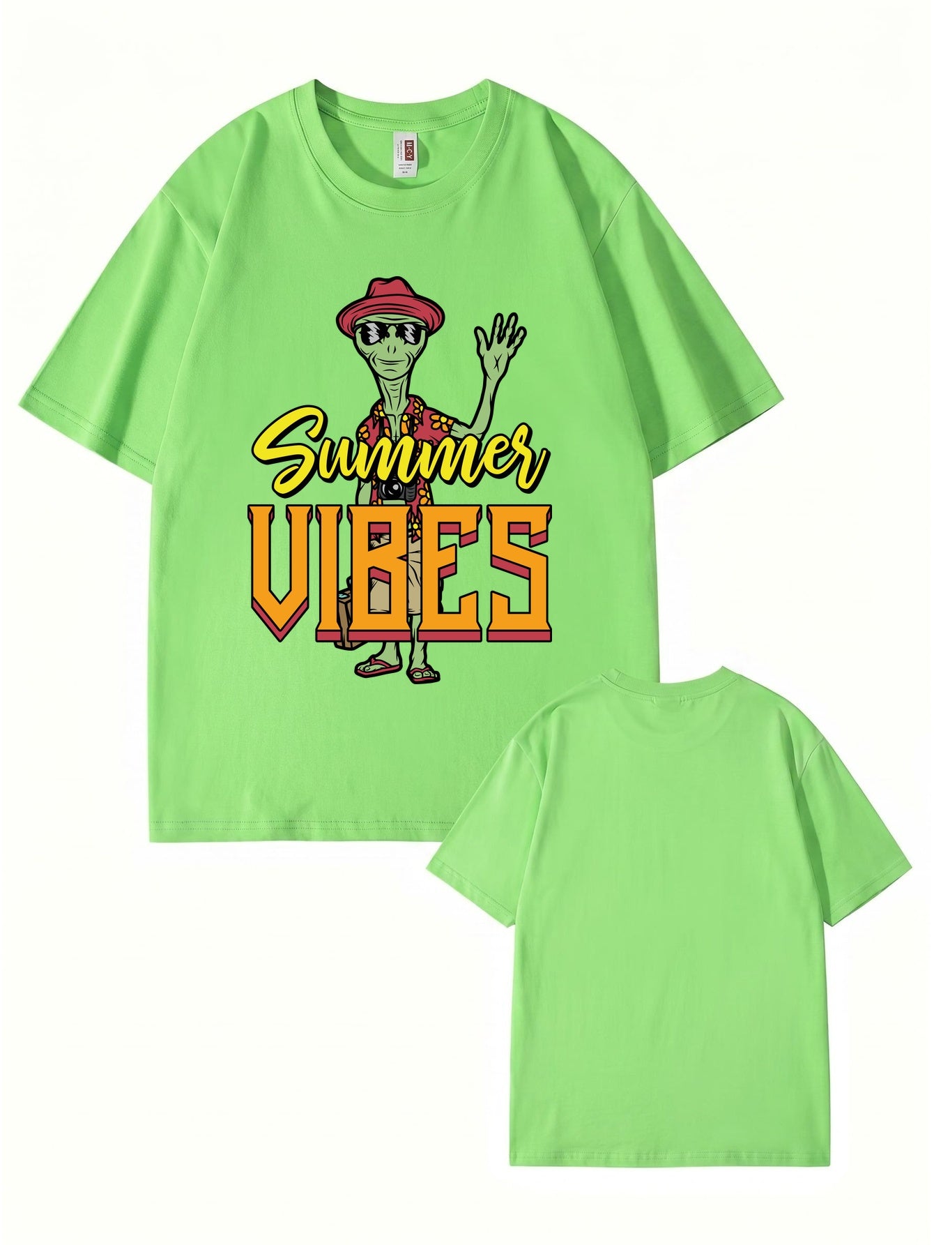 Summer Vibes Alien Graphic Print T-Shirt 200gsm Cotton