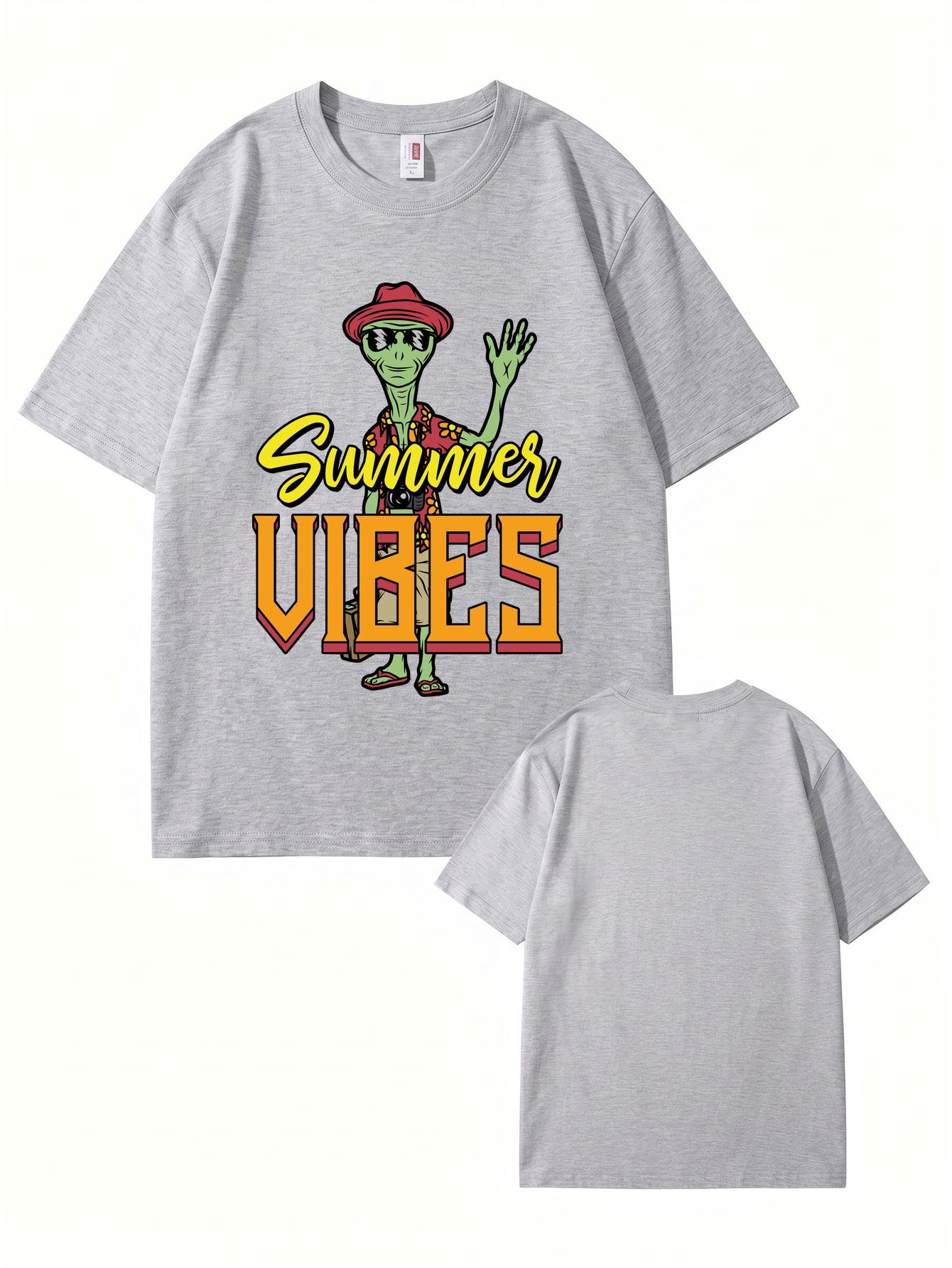 Summer Vibes Alien Graphic Print T-Shirt 200gsm Cotton