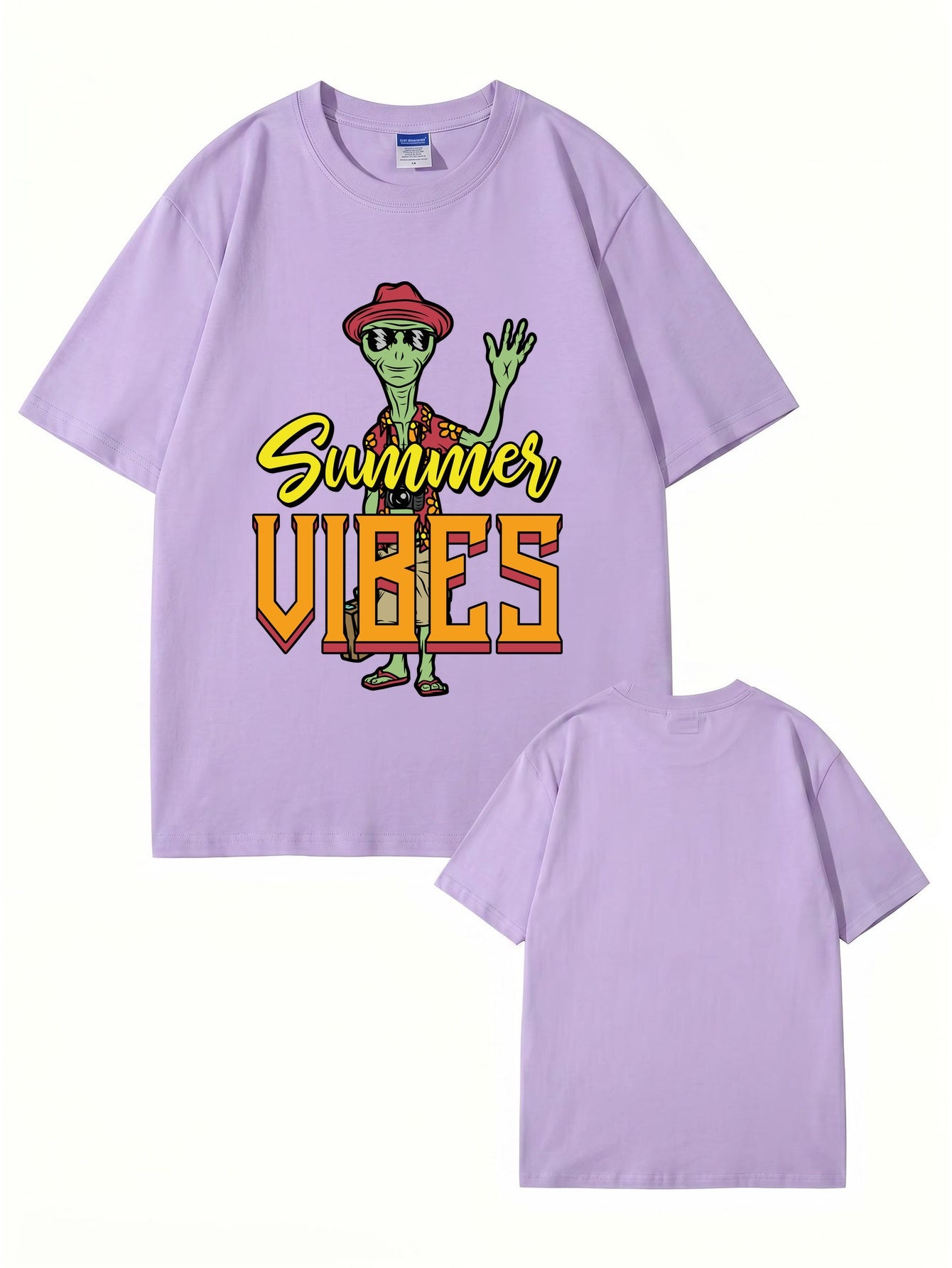 Summer Vibes Alien Graphic Print T-Shirt 200gsm Cotton